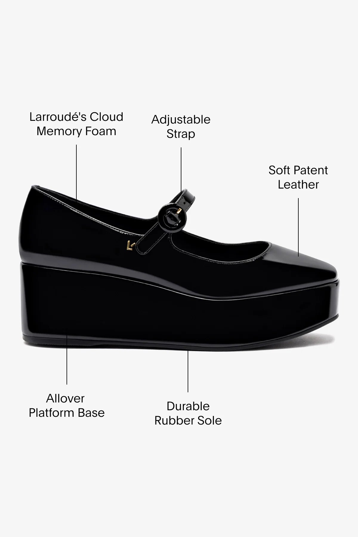 Flatform Blair Couro Verniz Preto