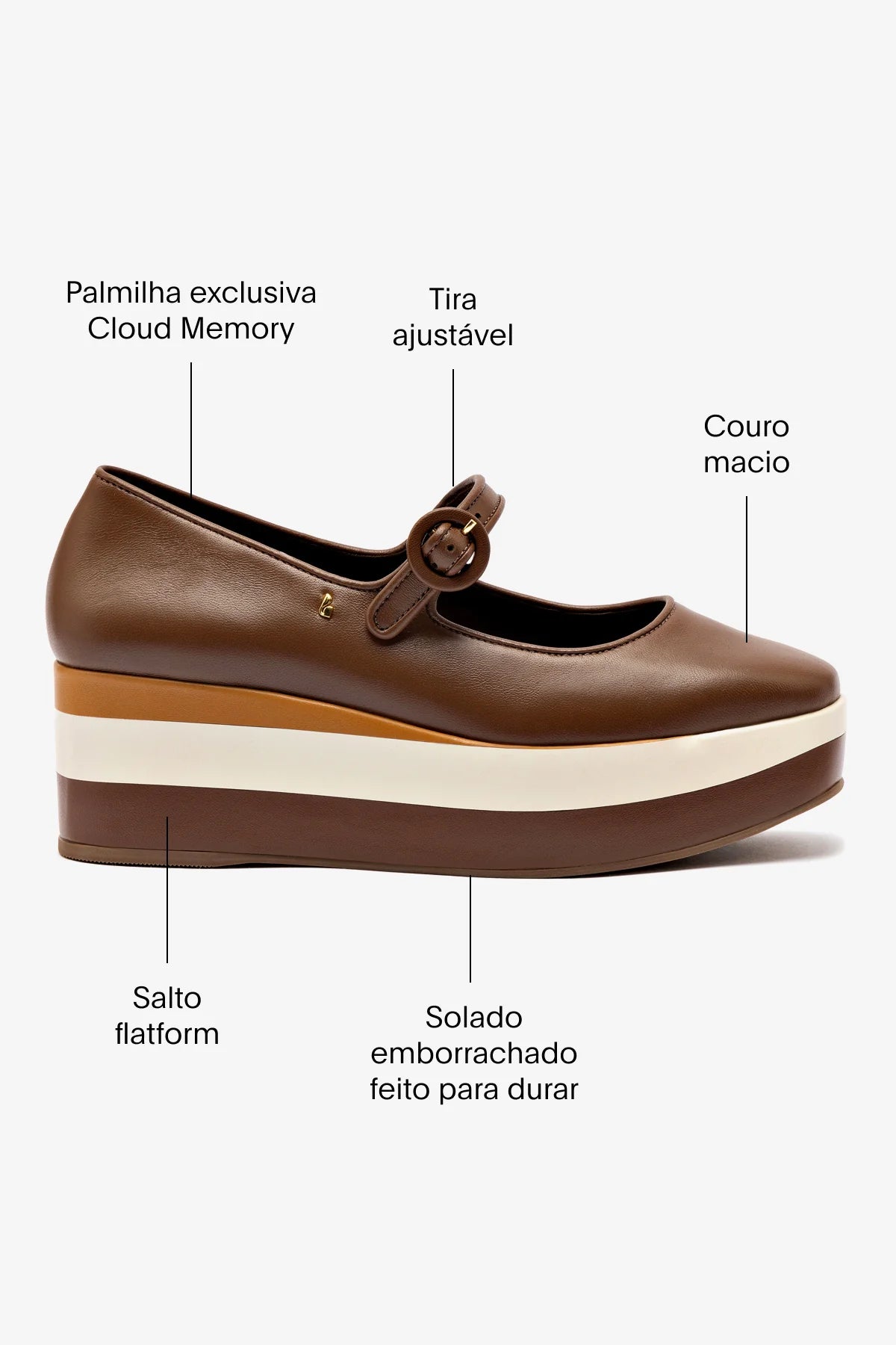 Flatform Blair Couro Marrom