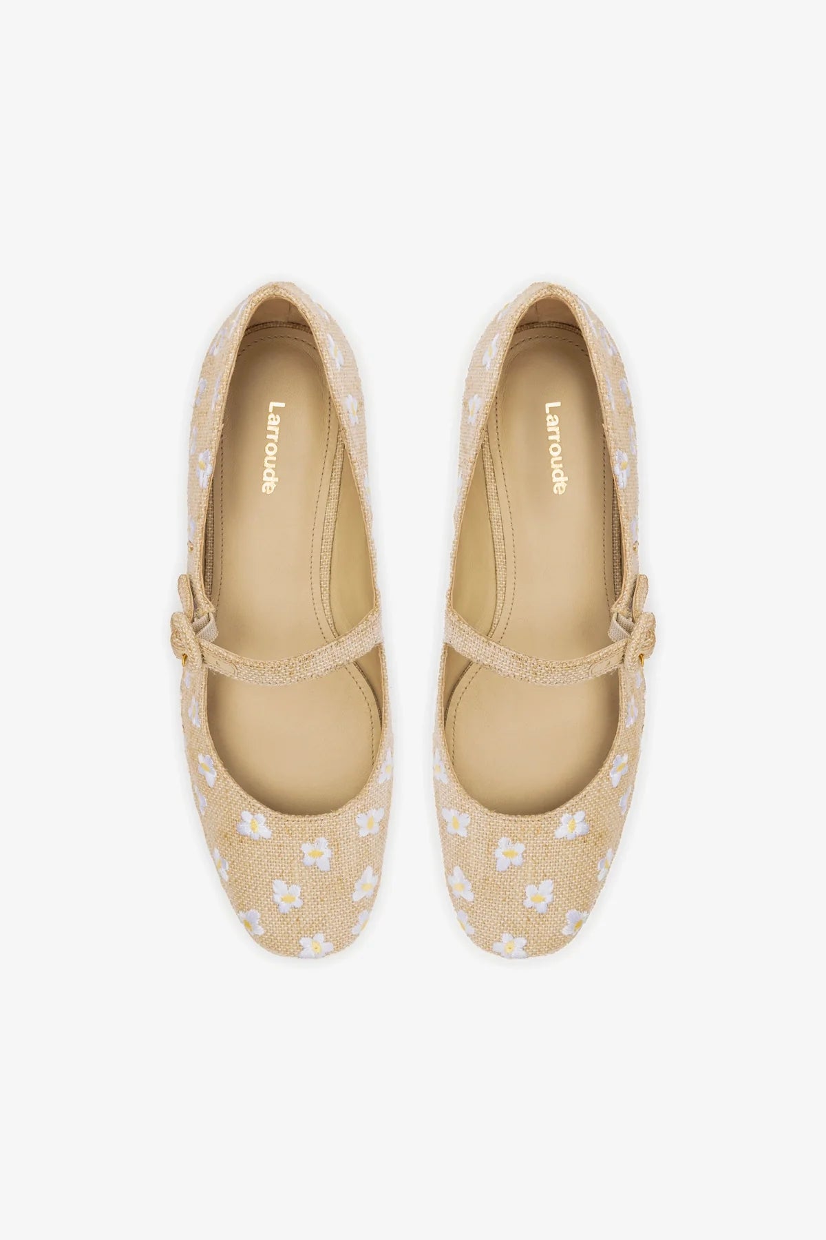 Flatform Blair Linho Natural e Bordado Floral