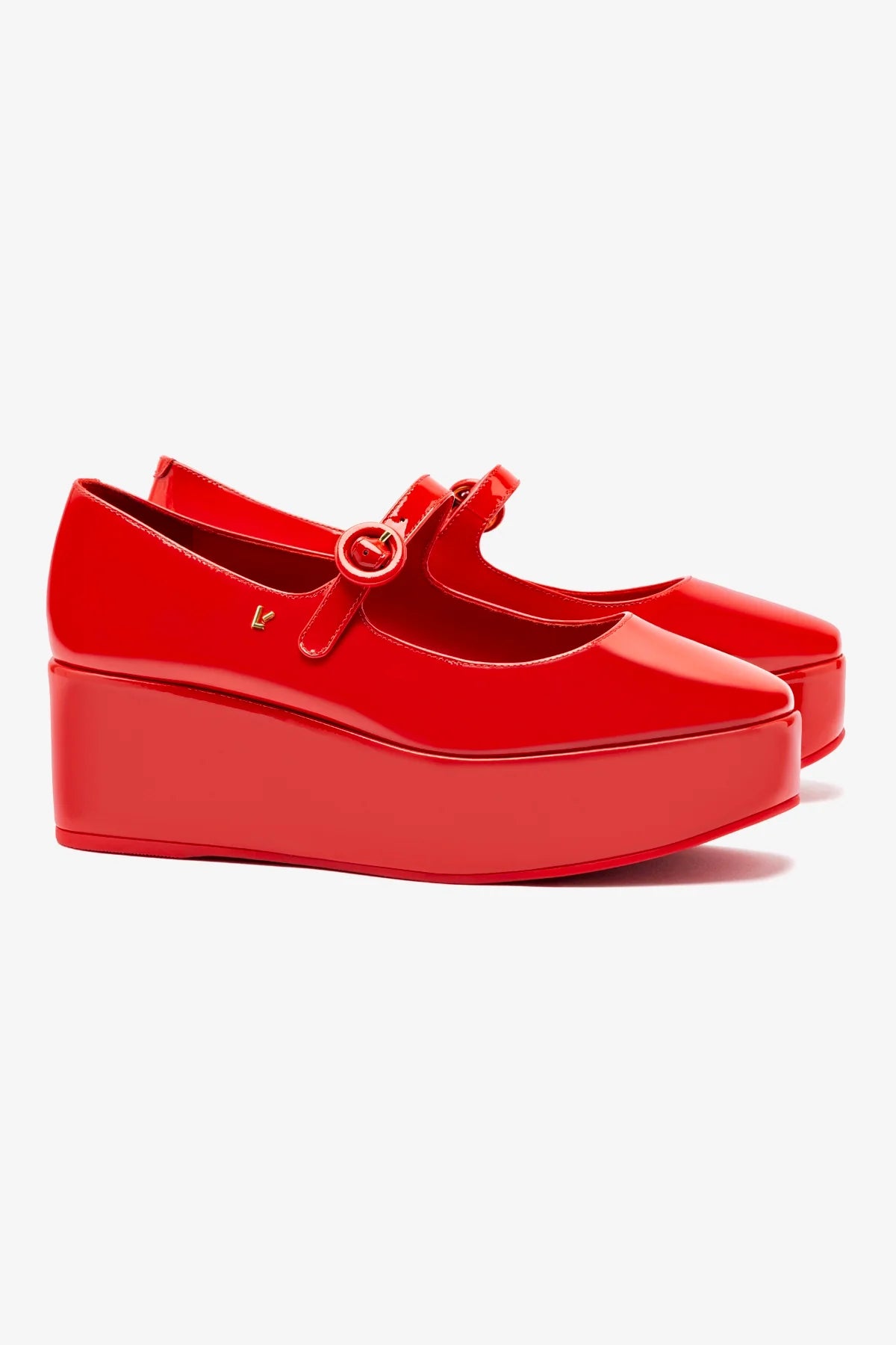 Flatform Blair Couro Verniz Vermelho