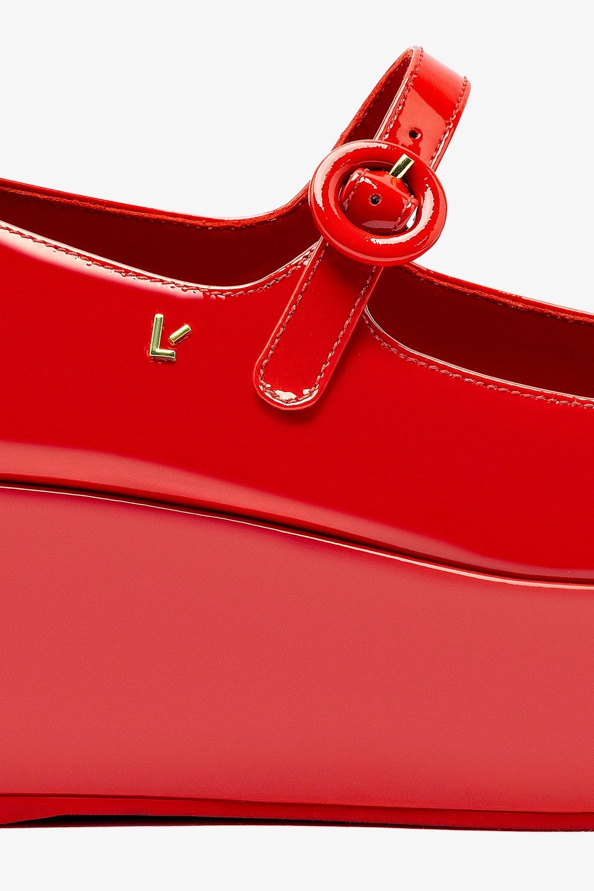 Flatform Blair Couro Verniz Vermelho