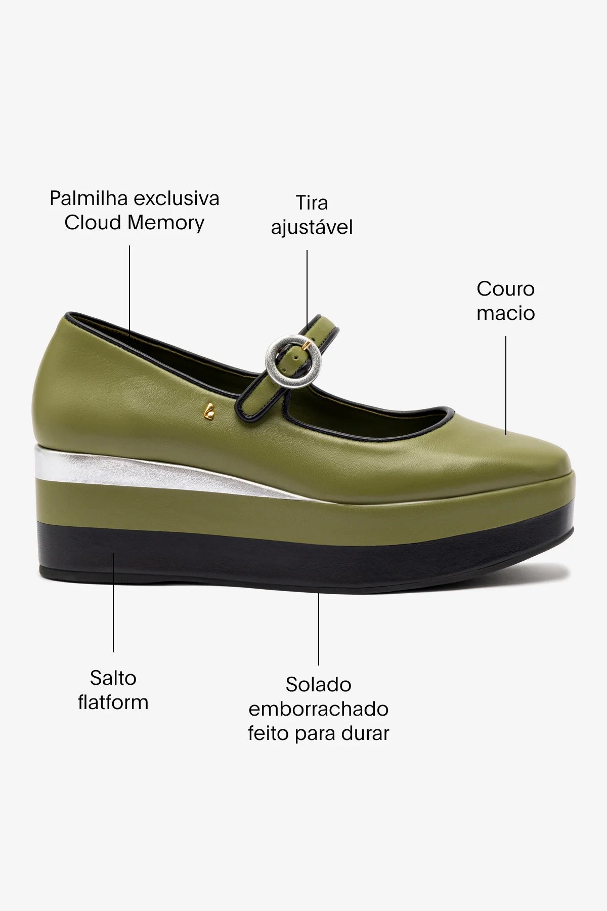 Flatform Blair Couro Verde