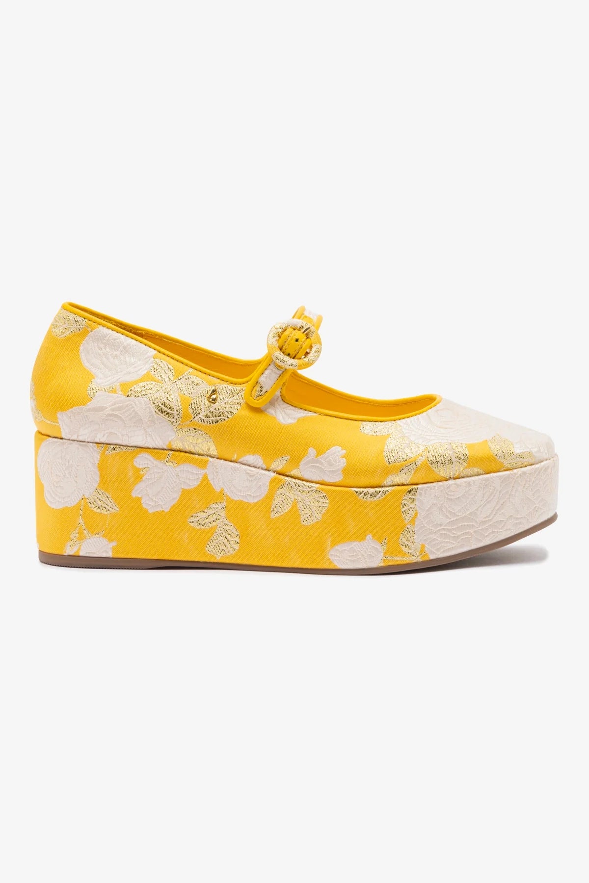Larroudé x Markarian: Flatform Blair Brocado Amarelo