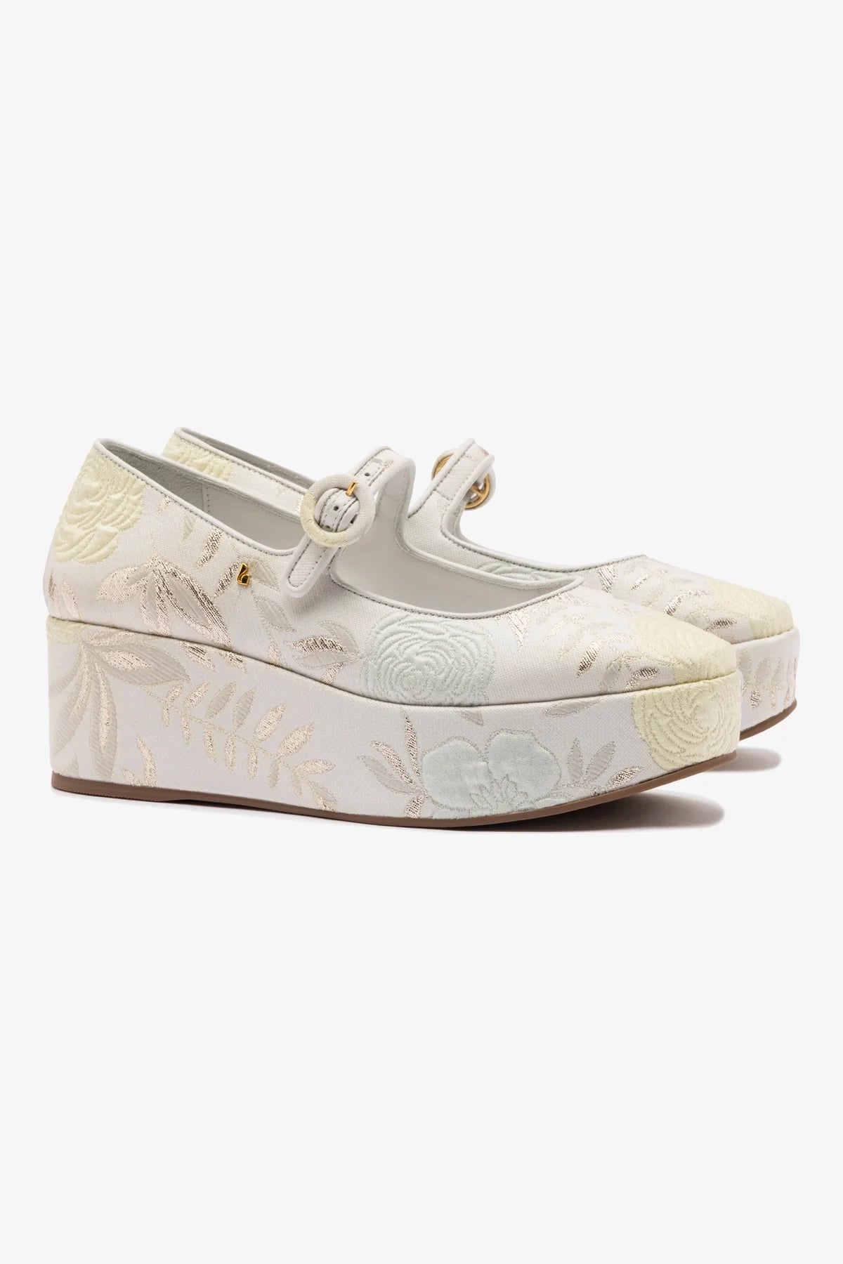 Larroudé x Markarian: Flatform Blair Brocado Off White