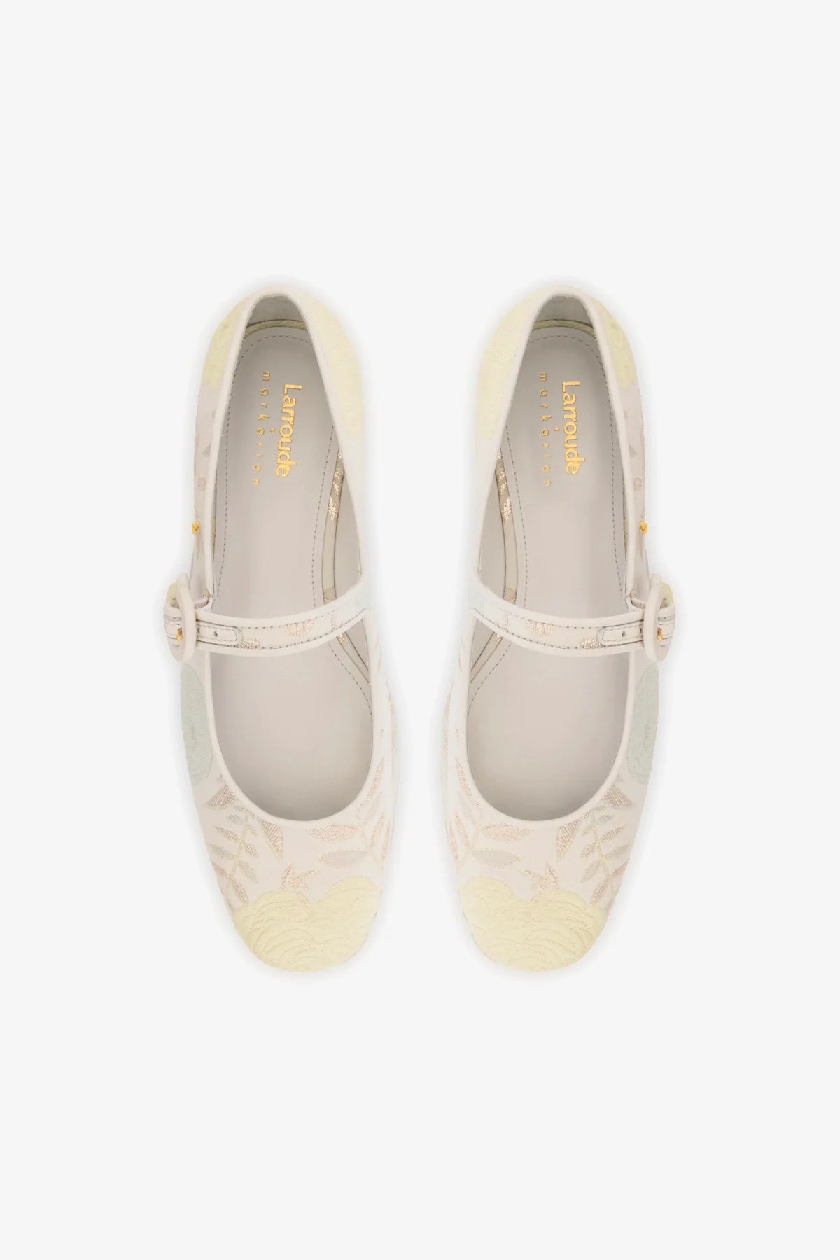 Larroudé x Markarian: Flatform Blair Brocado Off White