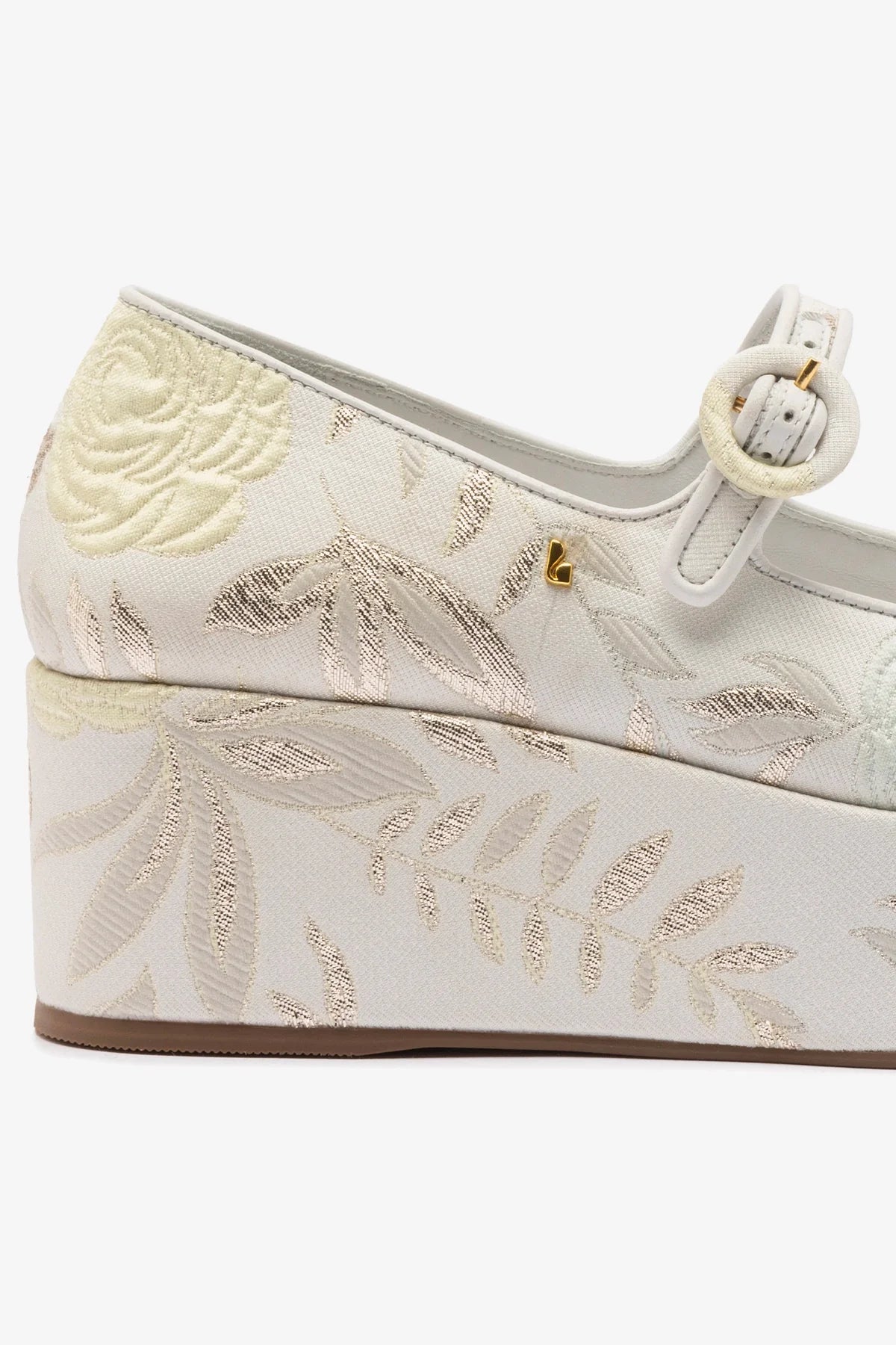 Larroudé x Markarian: Flatform Blair Brocado Off White