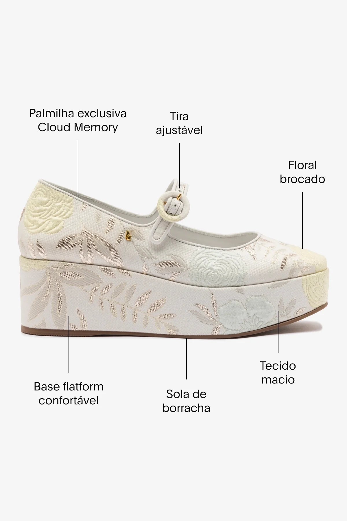 Larroudé x Markarian: Flatform Blair Brocado Off White