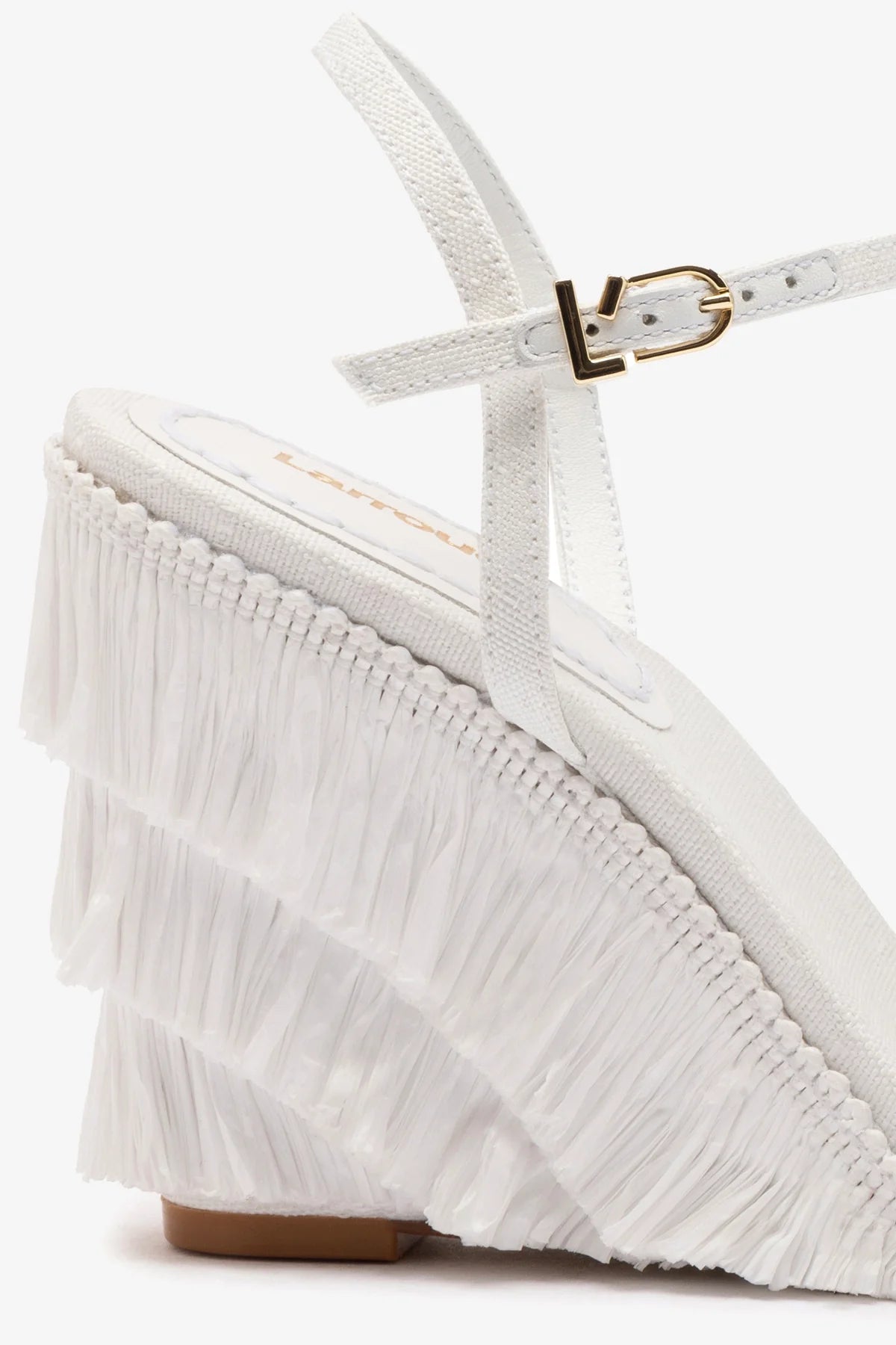 Sandália Anabela Yves Ráfia Branco