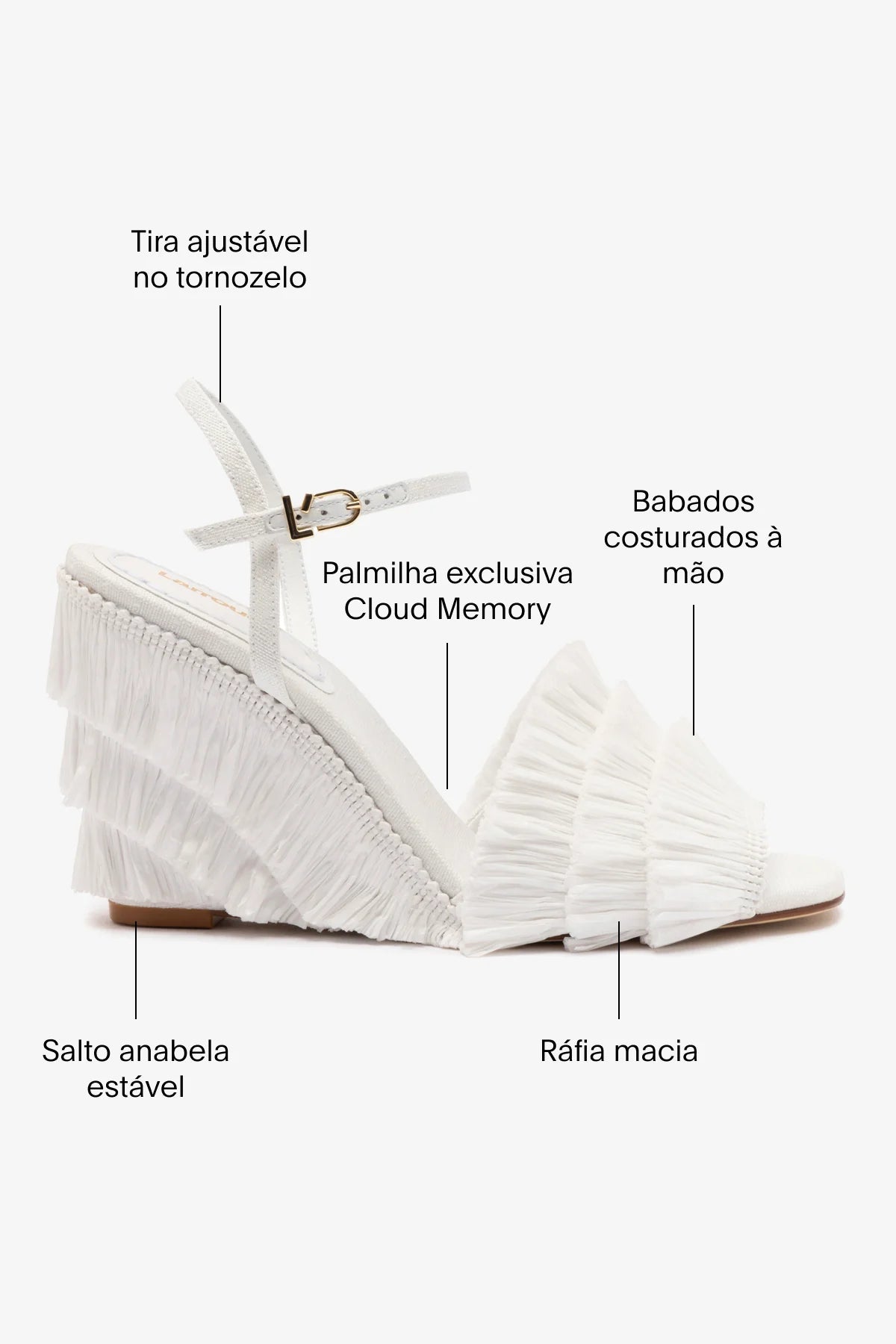 Sandália Anabela Yves Ráfia Branco