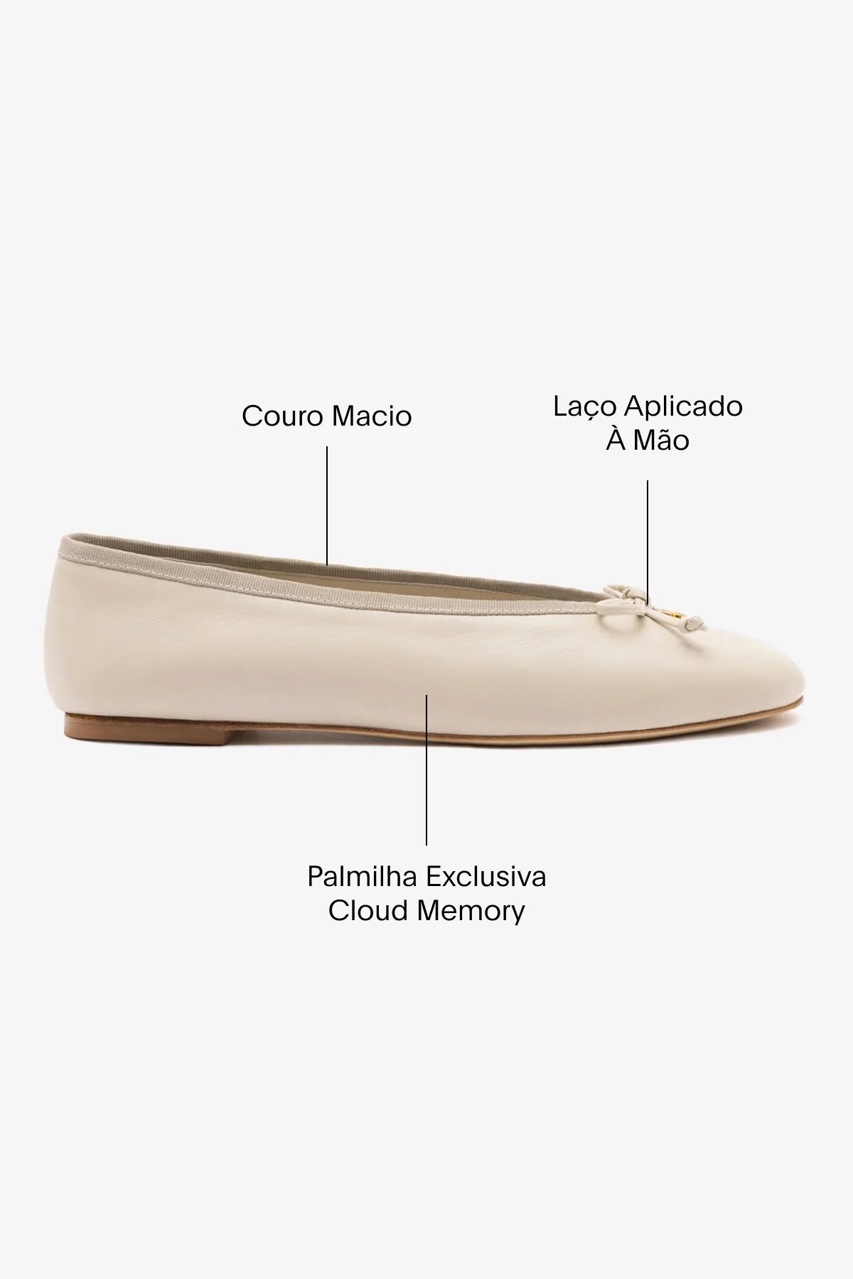 Sapatilha Pavlova Couro Cinza