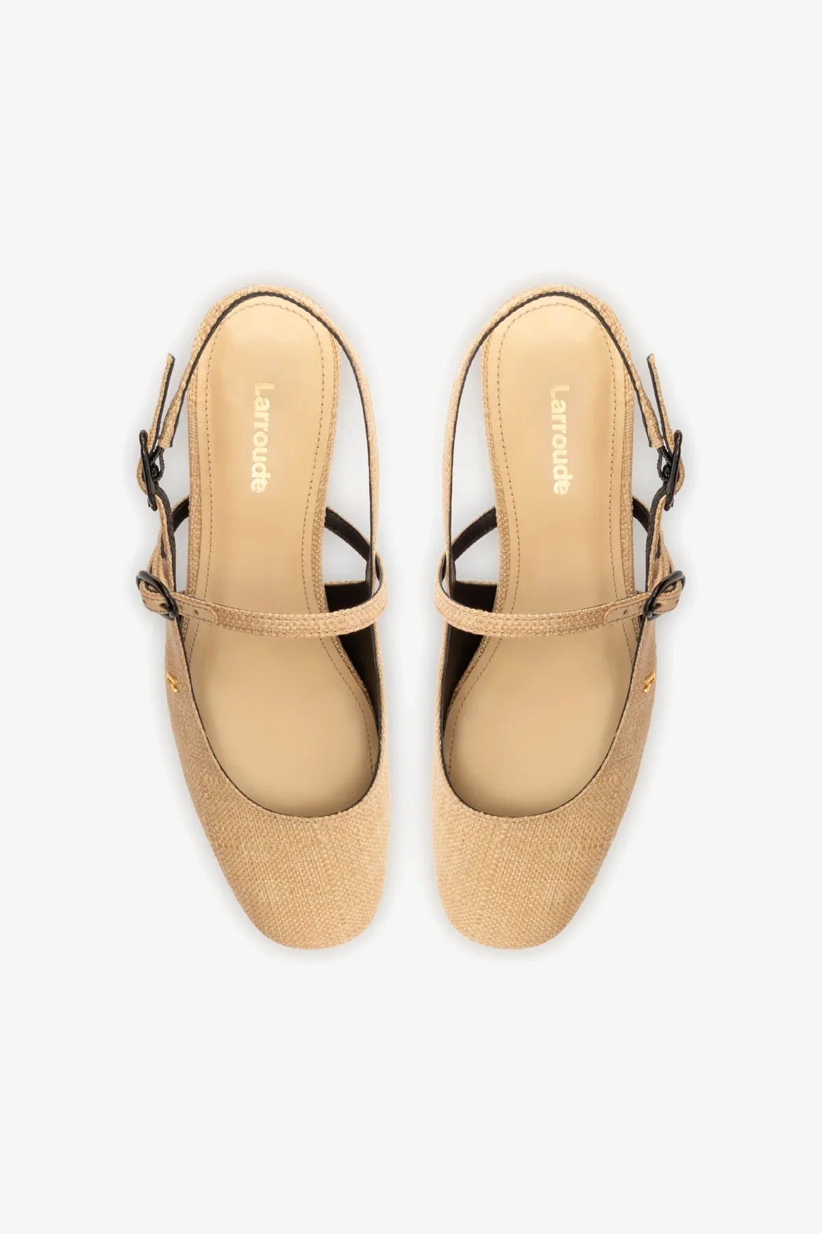 Slingback Georgina Ráfia Bege e Couro Preto