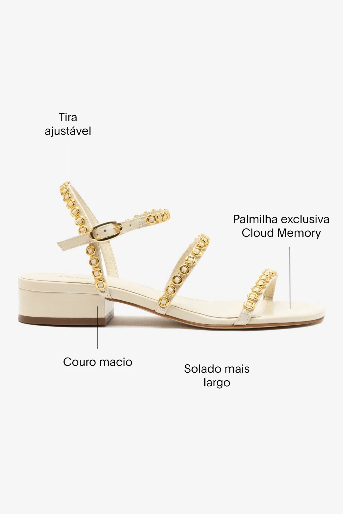 Sandália Flat Milanina Couro Off White