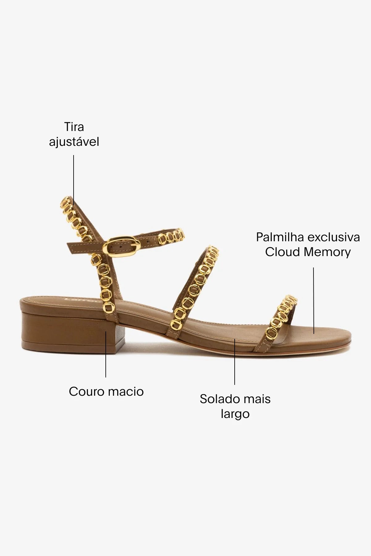 Sandália Flat Milanina Couro Marrom