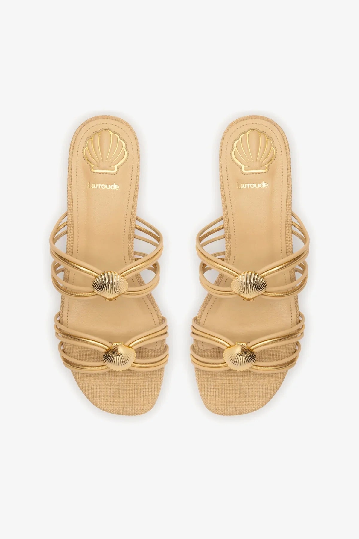 Shelly Flat Mule In Beige Raffia