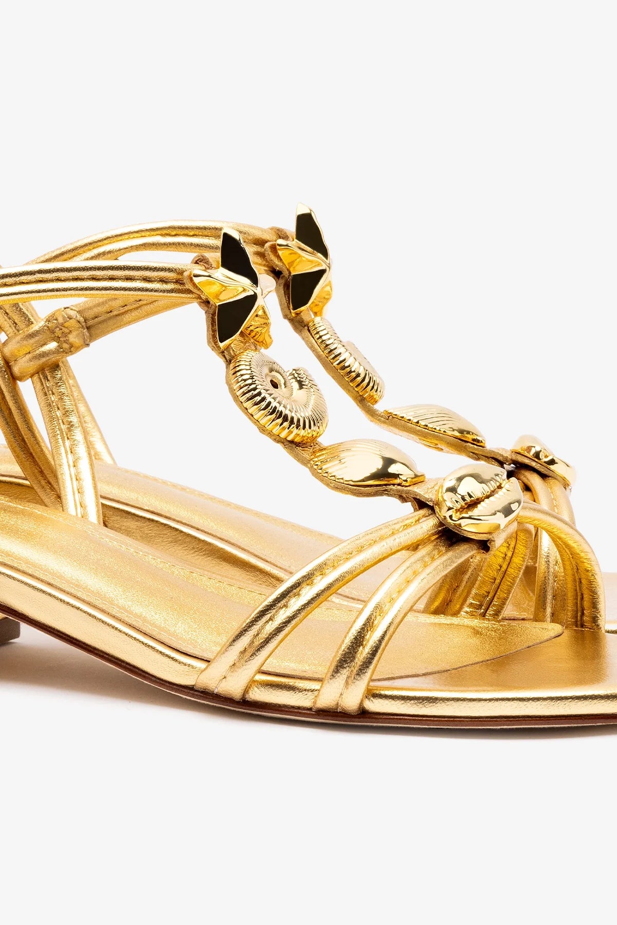 Sandália Flat Shelly Couro Dourado