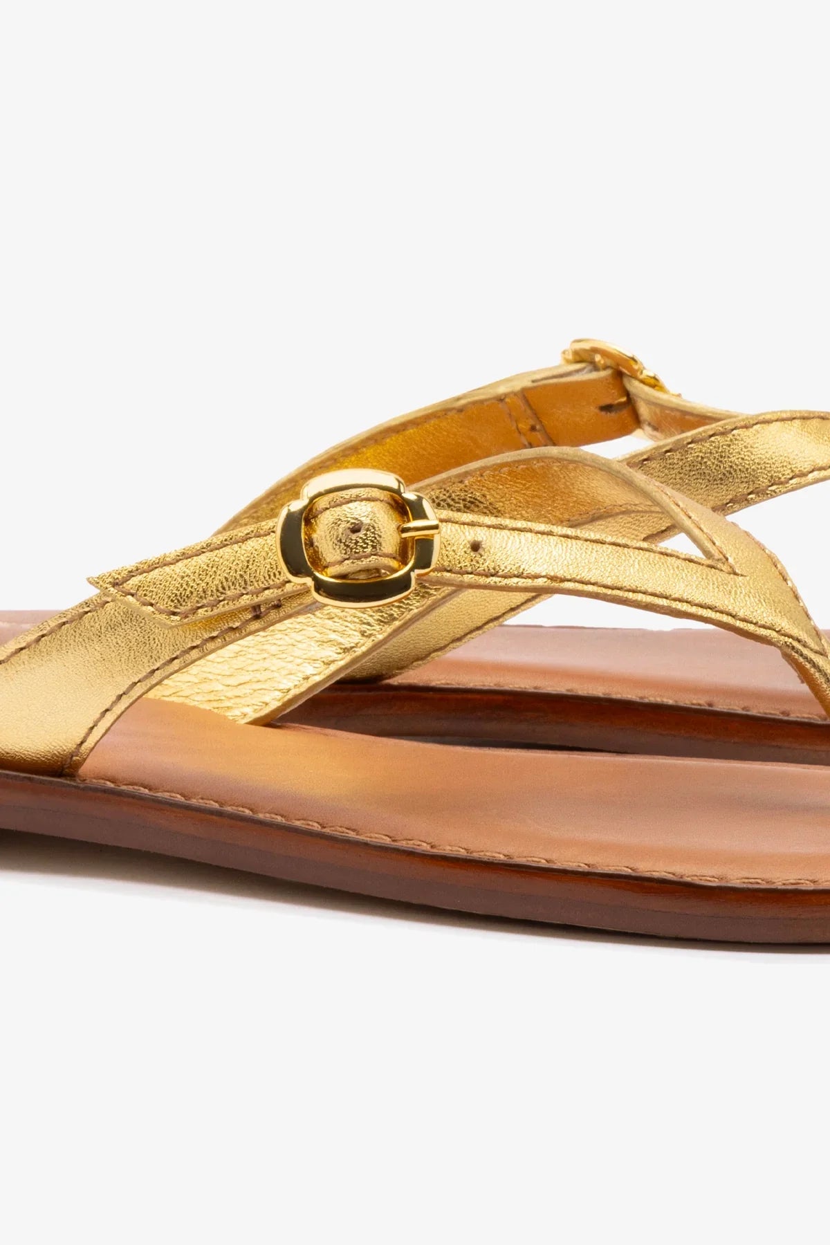 Flat Mary Kate Couro Dourado