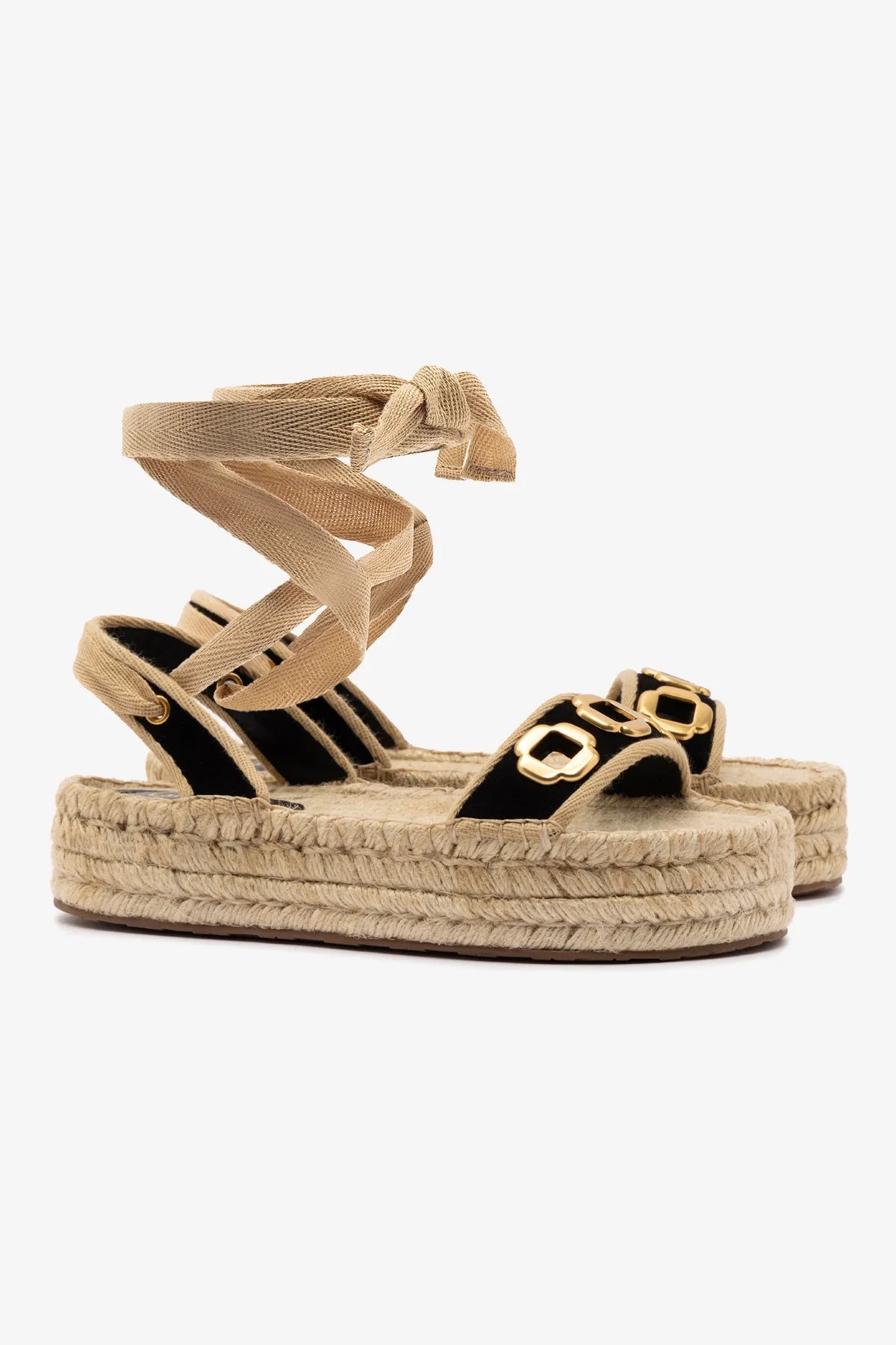 Flatform Espadrille Milan Camurça Preto