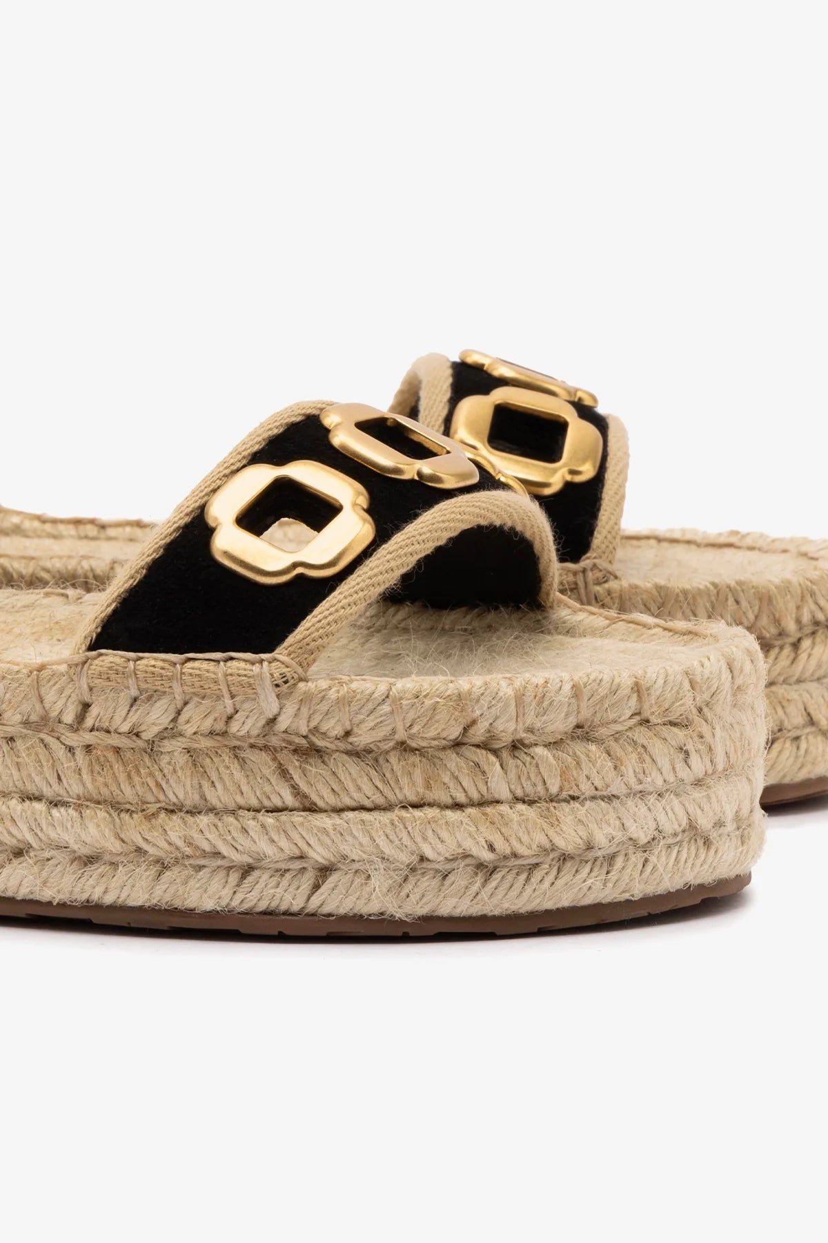 Flatform Espadrille Milan Camurça Preto