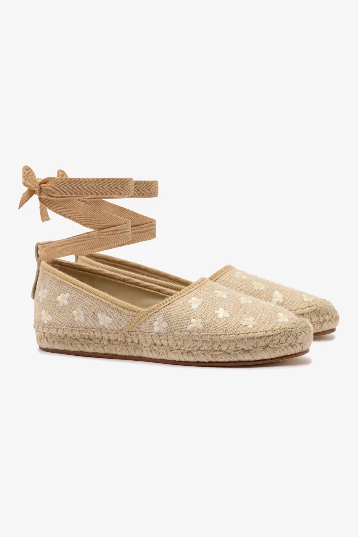 Flat Espadrille Letizia Linho Bege e Bordado Floral