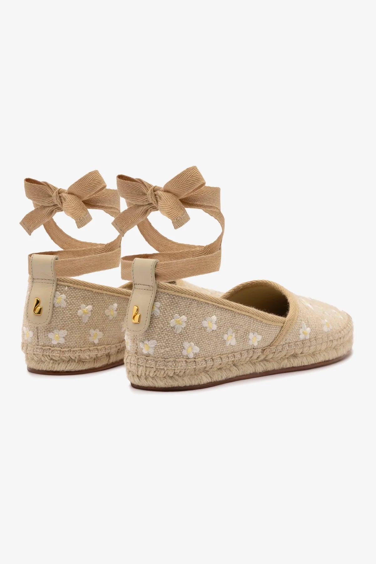 Flat Espadrille Letizia Linho Bege e Bordado Floral