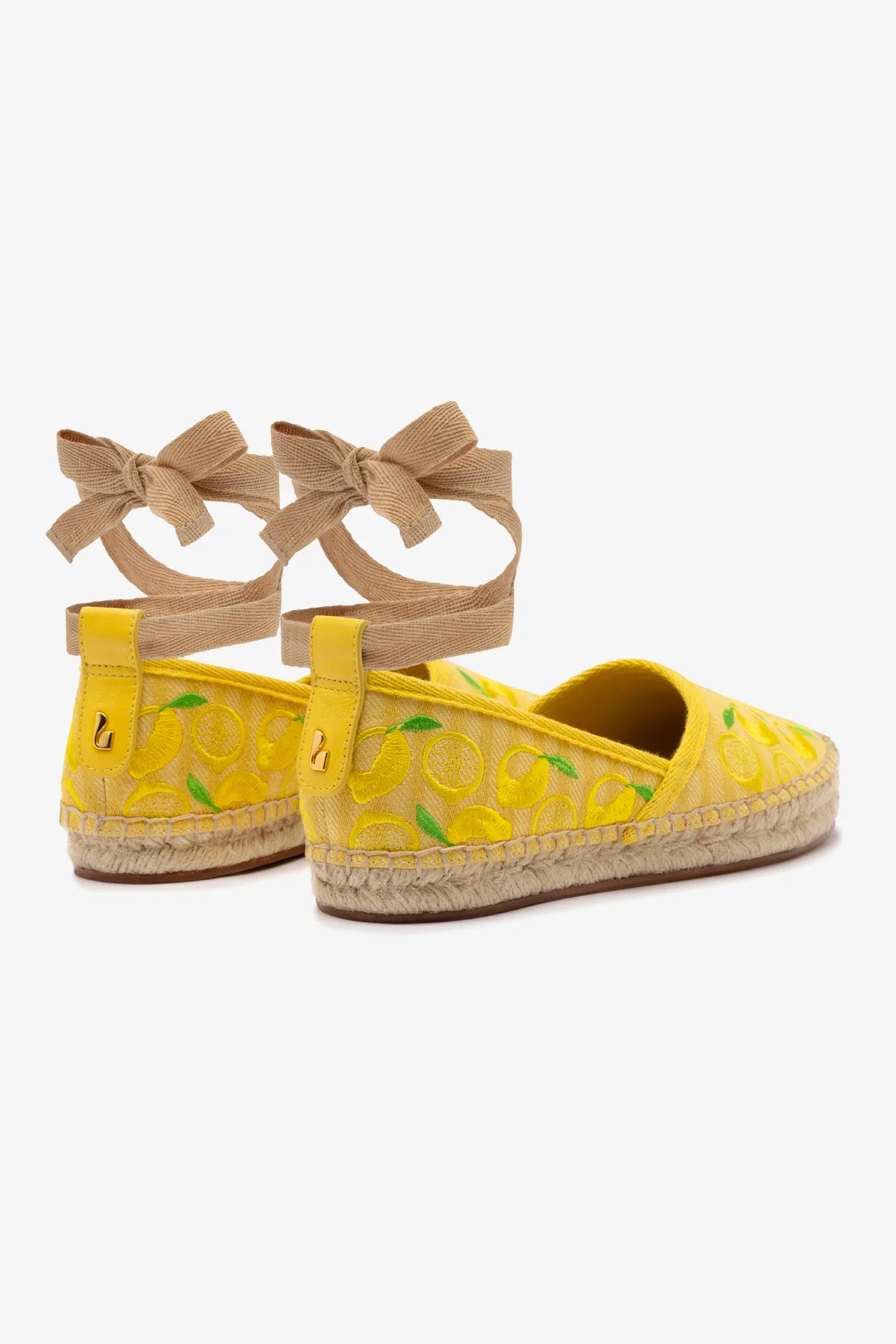 Flat Espadrille Letizia Lona Amarelo e Bordado Limão