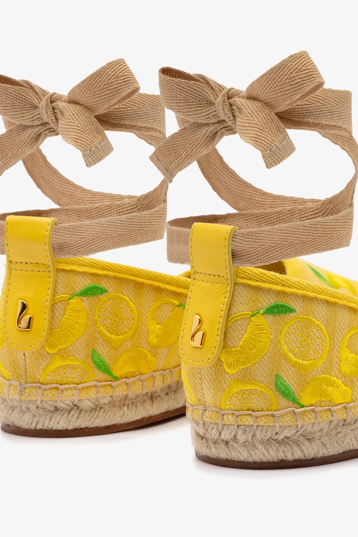 Flat Espadrille Letizia Lona Amarelo e Bordado Limão