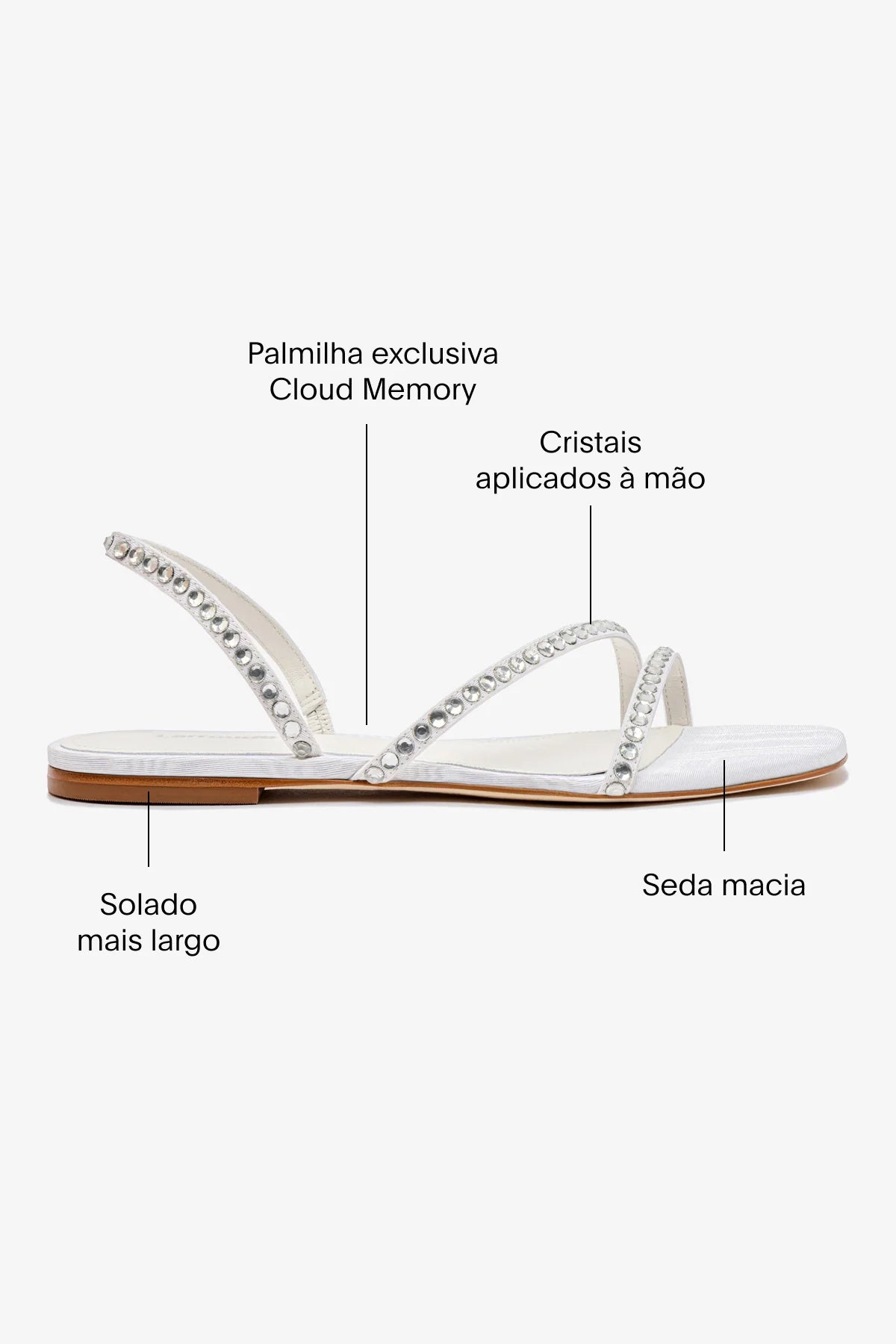 Sandália Flat Vicky Seda Branco