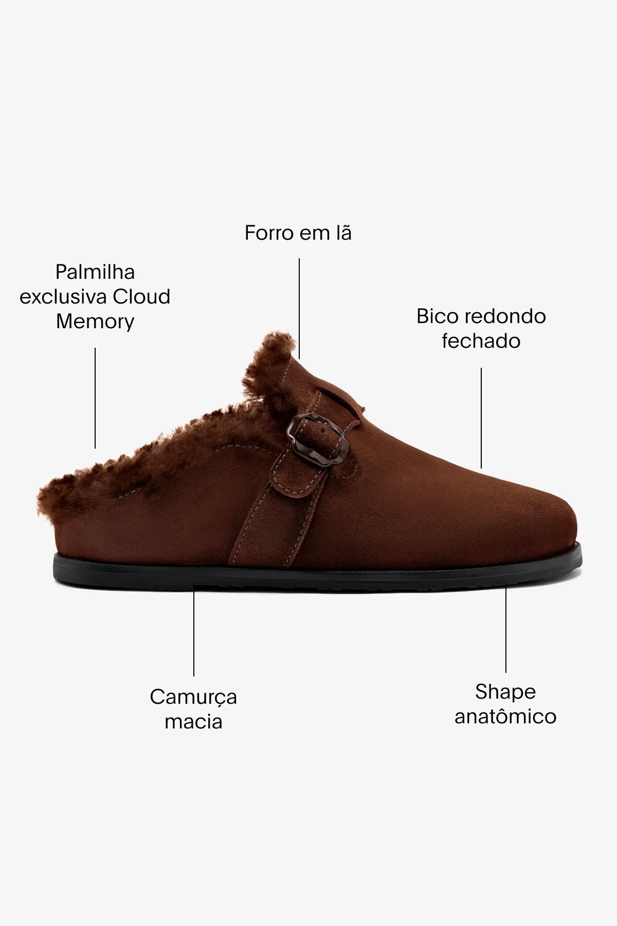 Milan Fur Clog In Brown Suede