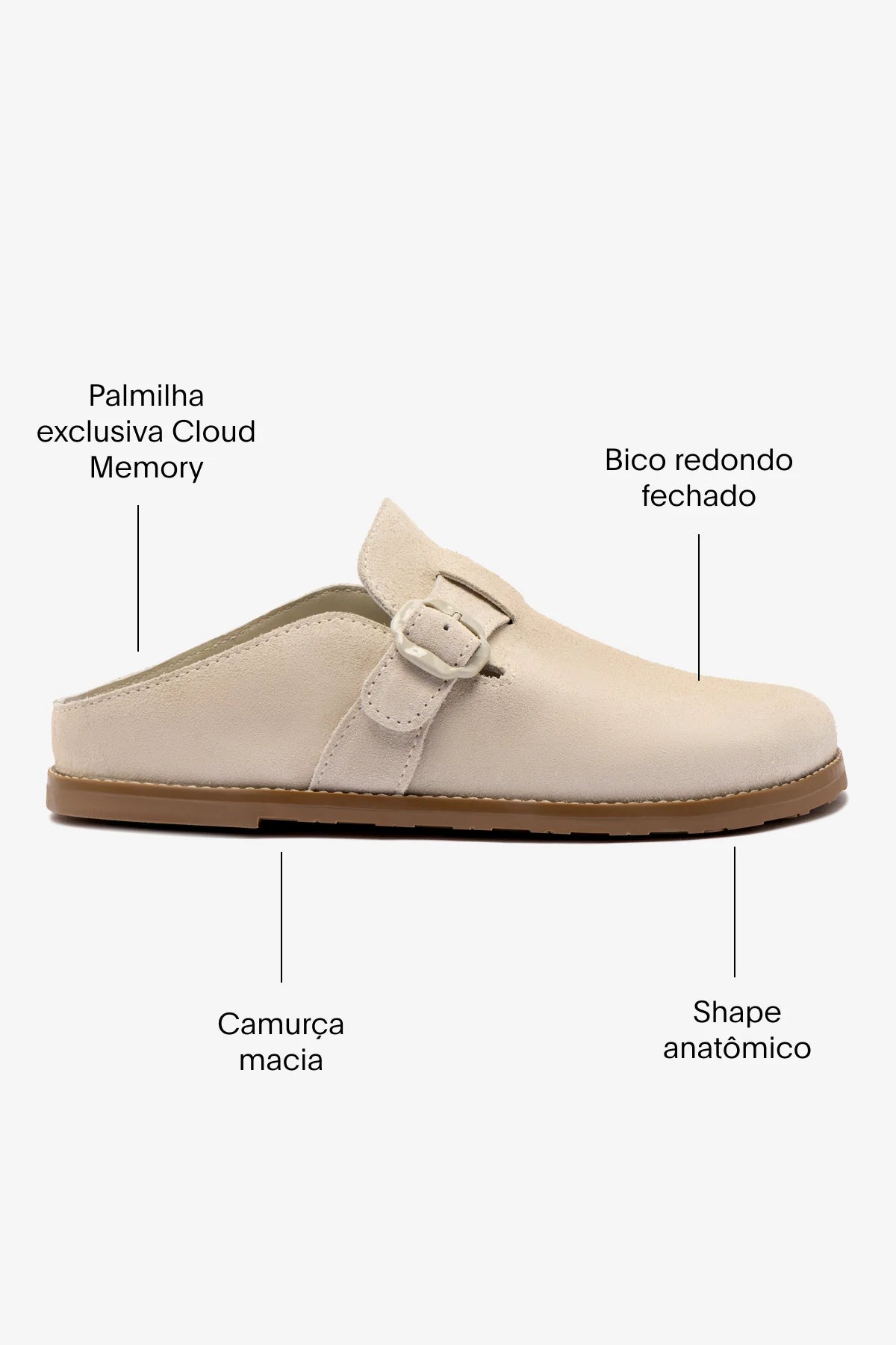 Mule Clog Milan Camurça Cinza