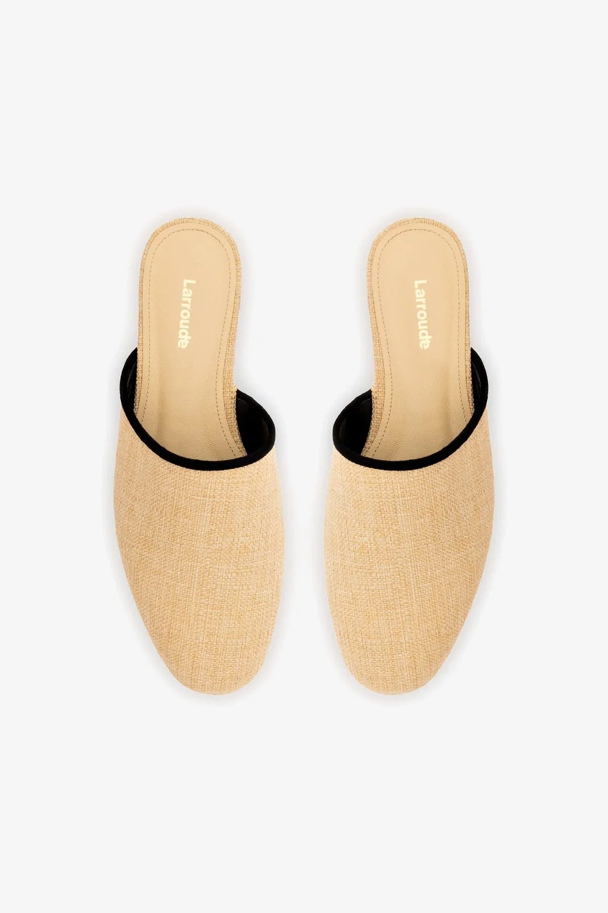 Mule Venice Ráfia Bege e Camurça Preto