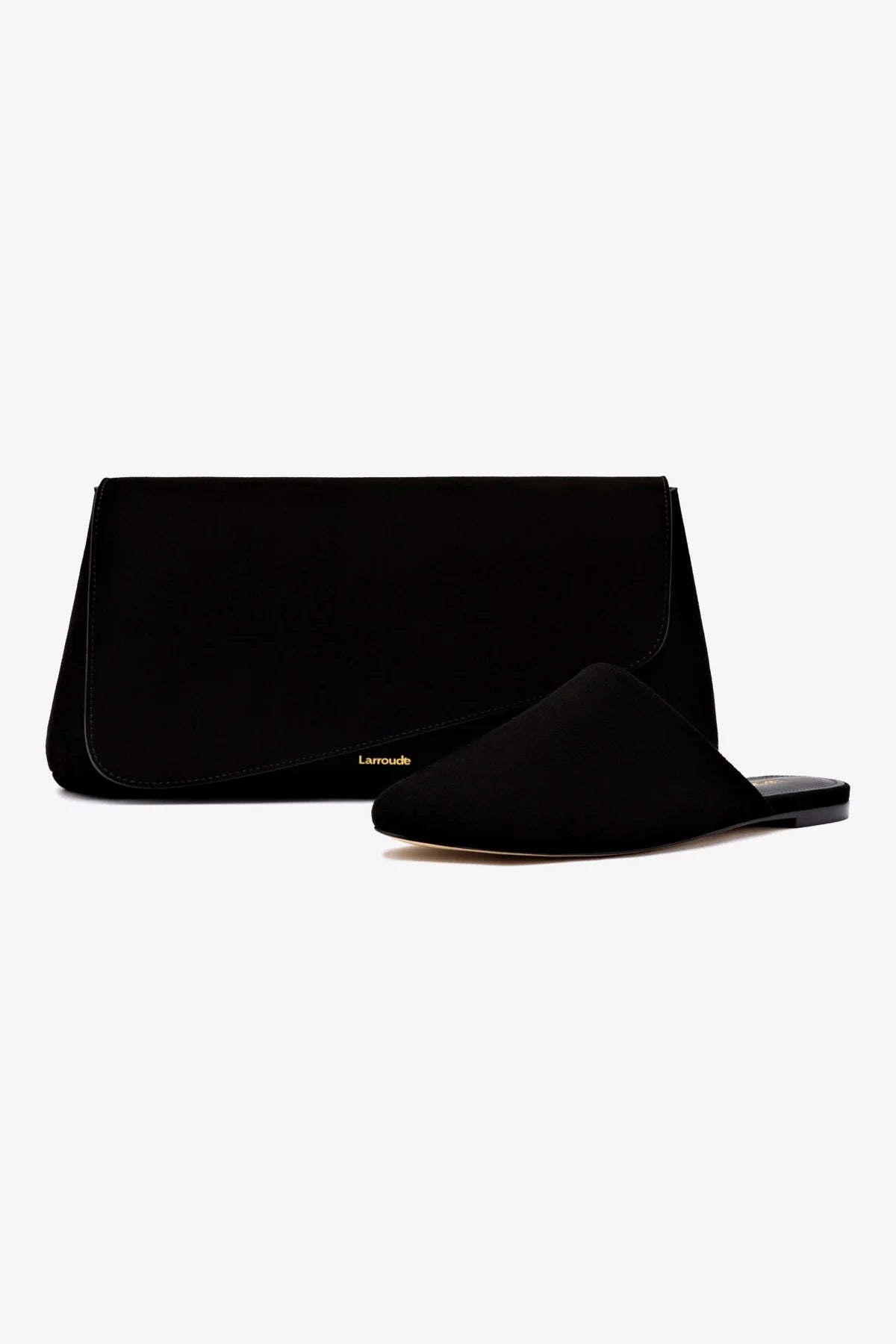Mule Flat Venice e Clutch Camurça Preto