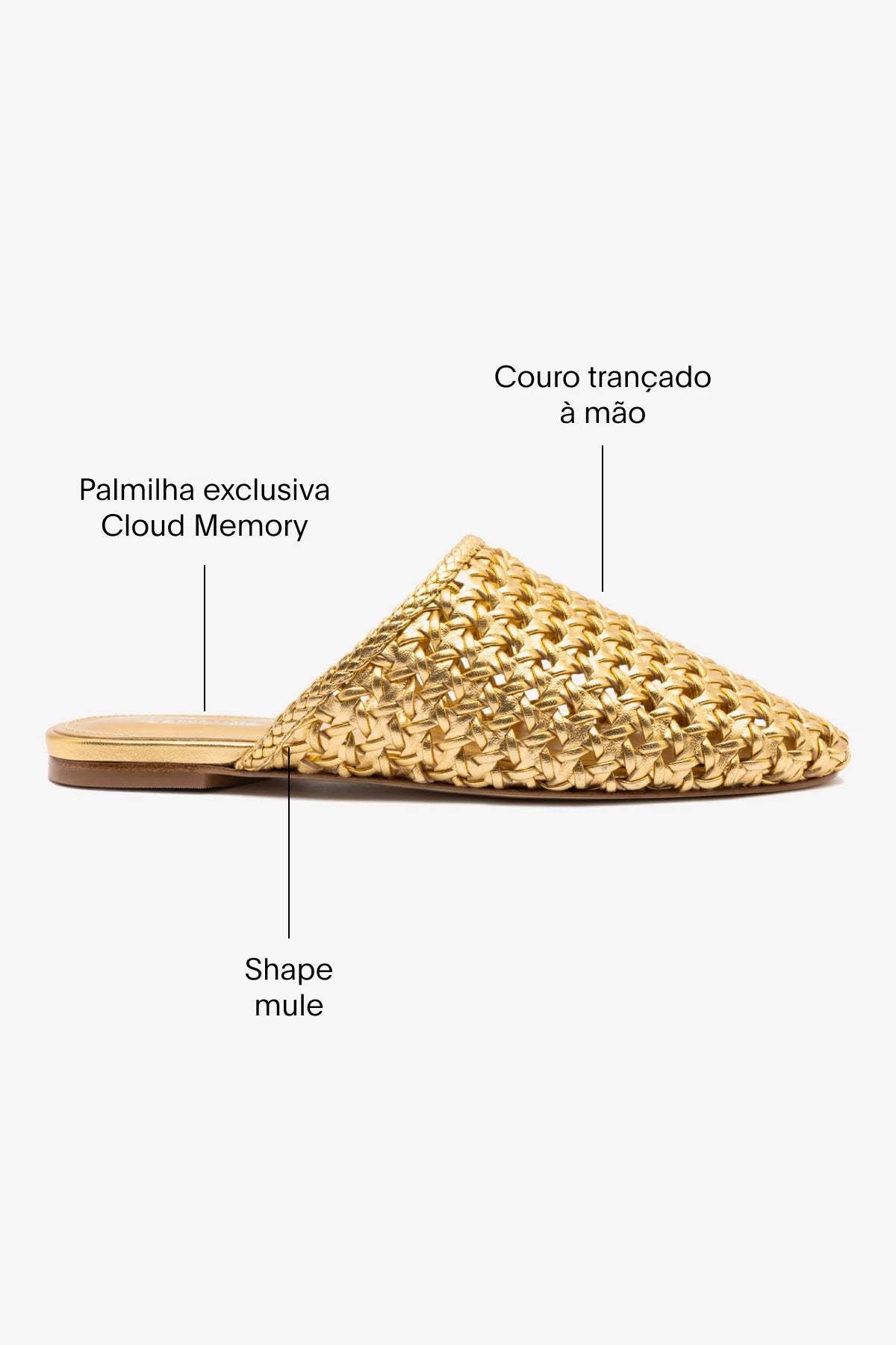 Mule Venice Macramê Couro Dourado