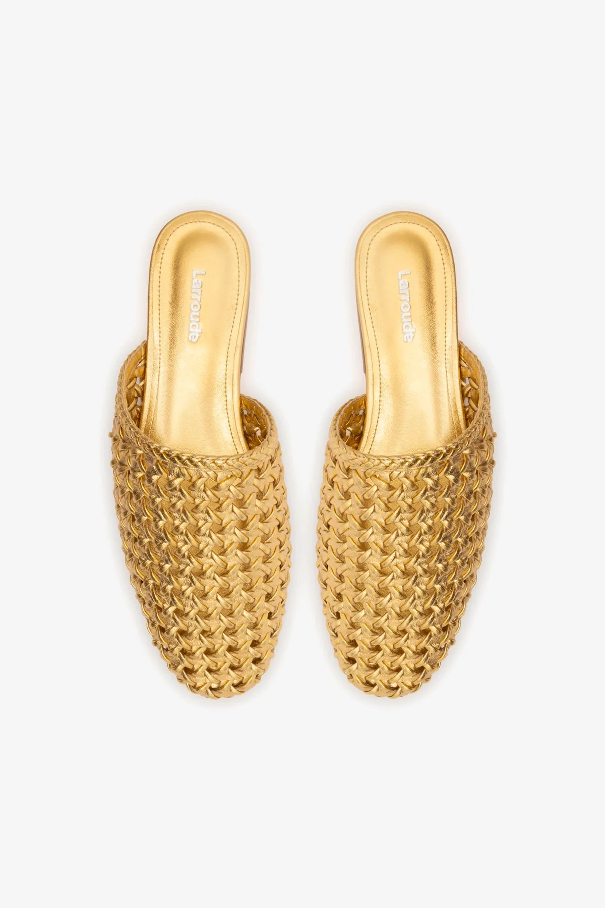 Mule Venice Macramê Couro Dourado