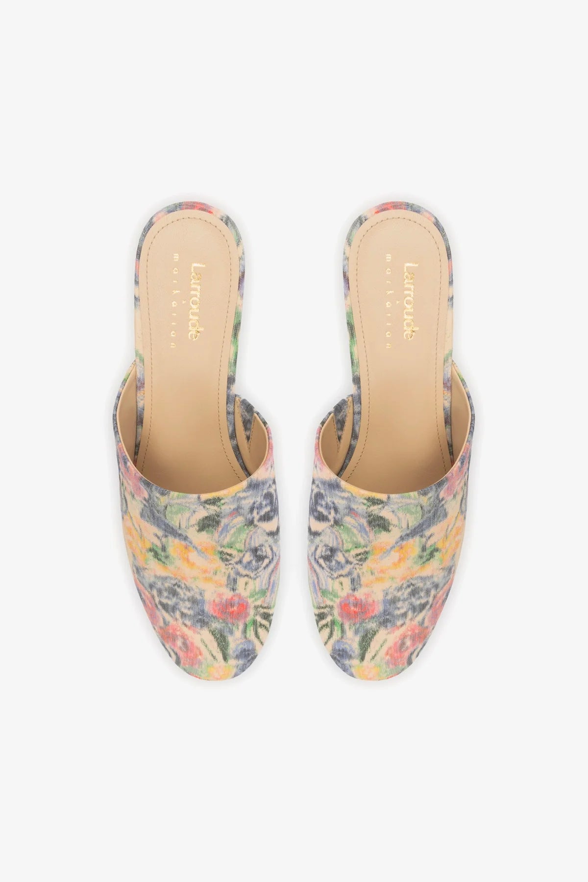 Larroudé x Markarian: Mule Anabela Venice Jacquard Azul