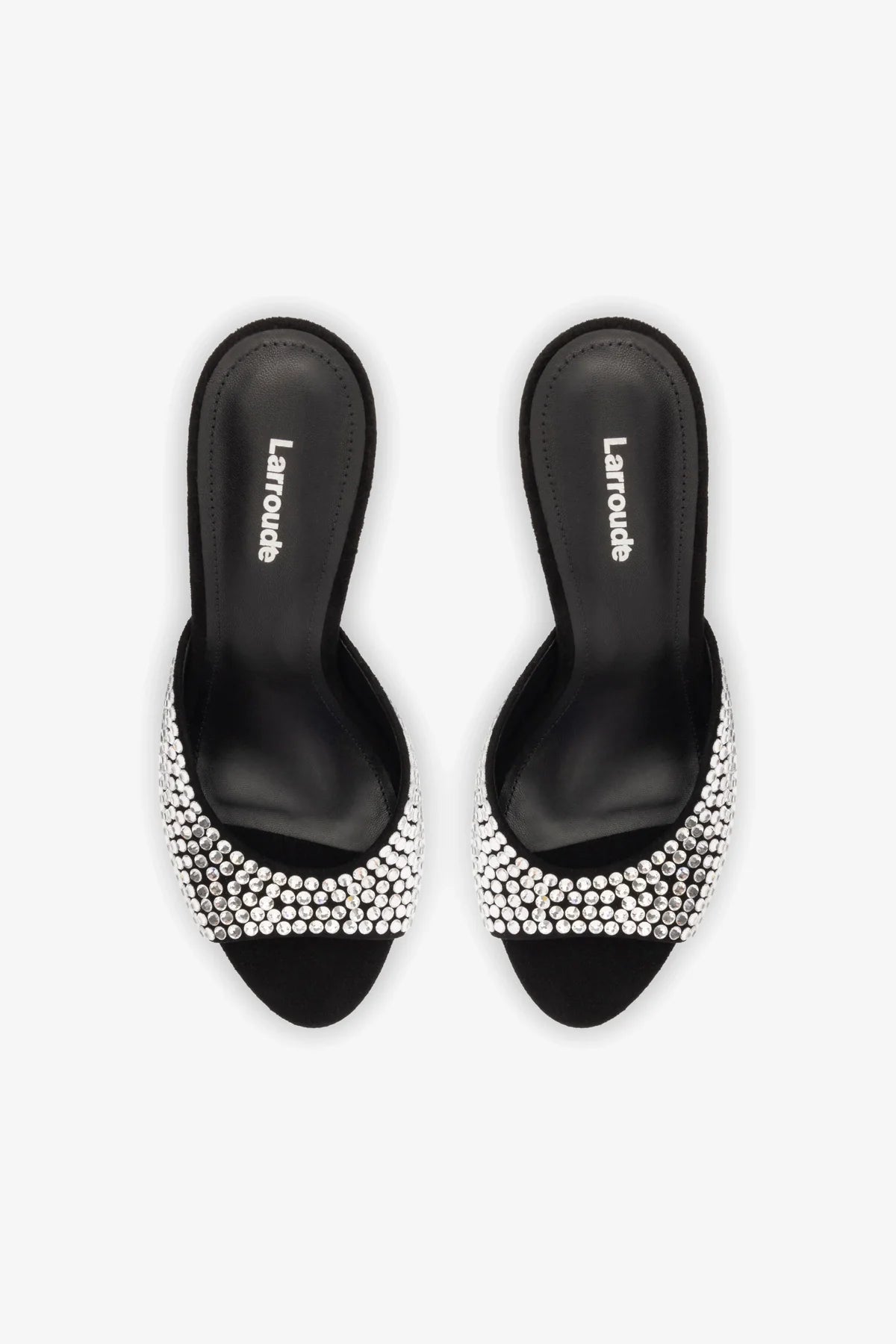 Jasmine Hi Mule In Black Suede and Crystals