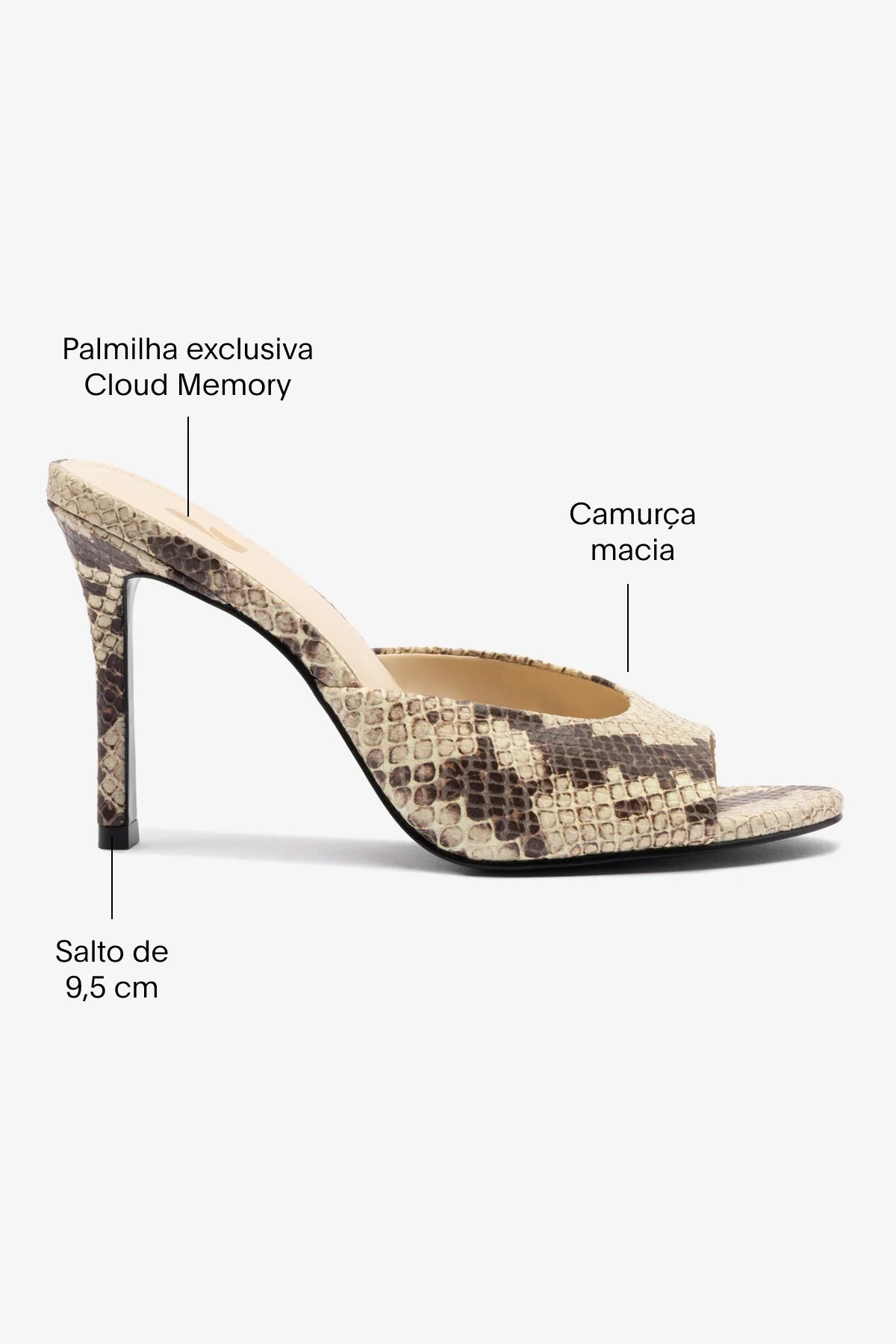 Mule Jasmine Hi Couro Cobra Bege