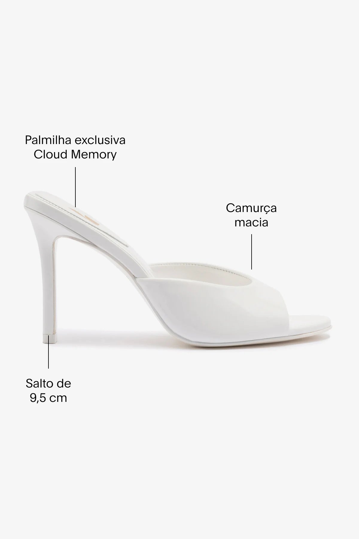 Mule Jasmine Hi Couro Verniz Branco