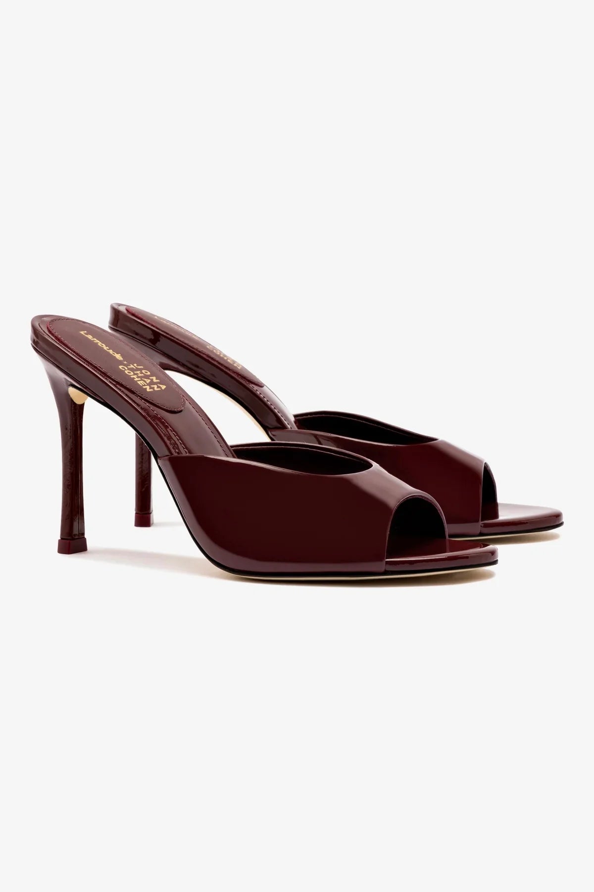 Larroudé x Jonathan Cohen Mule In Burgundy Patent Leather