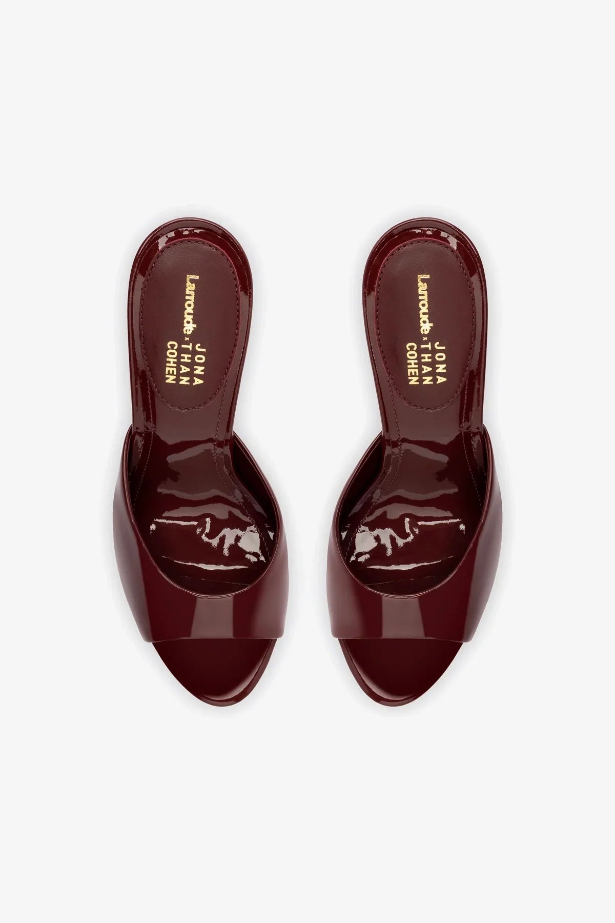 Larroudé x Jonathan Cohen Mule In Burgundy Patent Leather