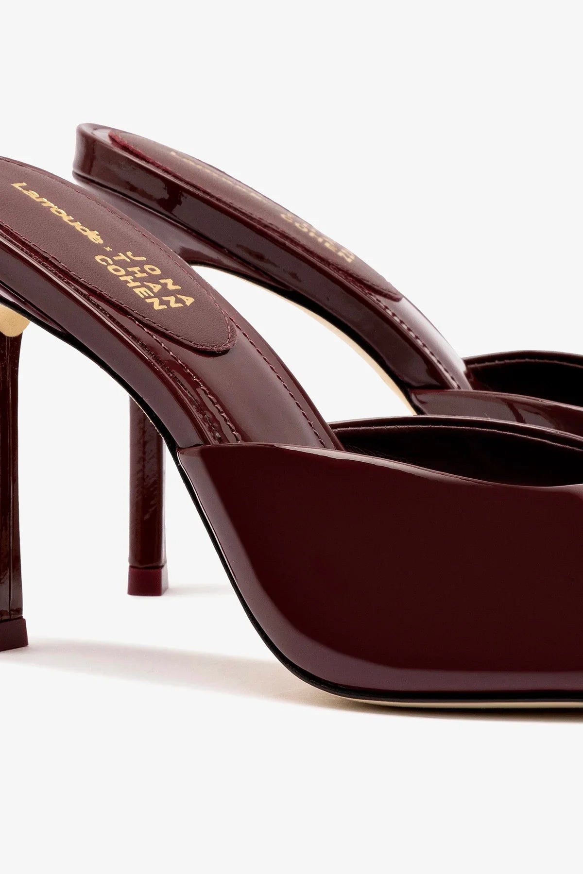 Larroudé x Jonathan Cohen Mule In Burgundy Patent Leather