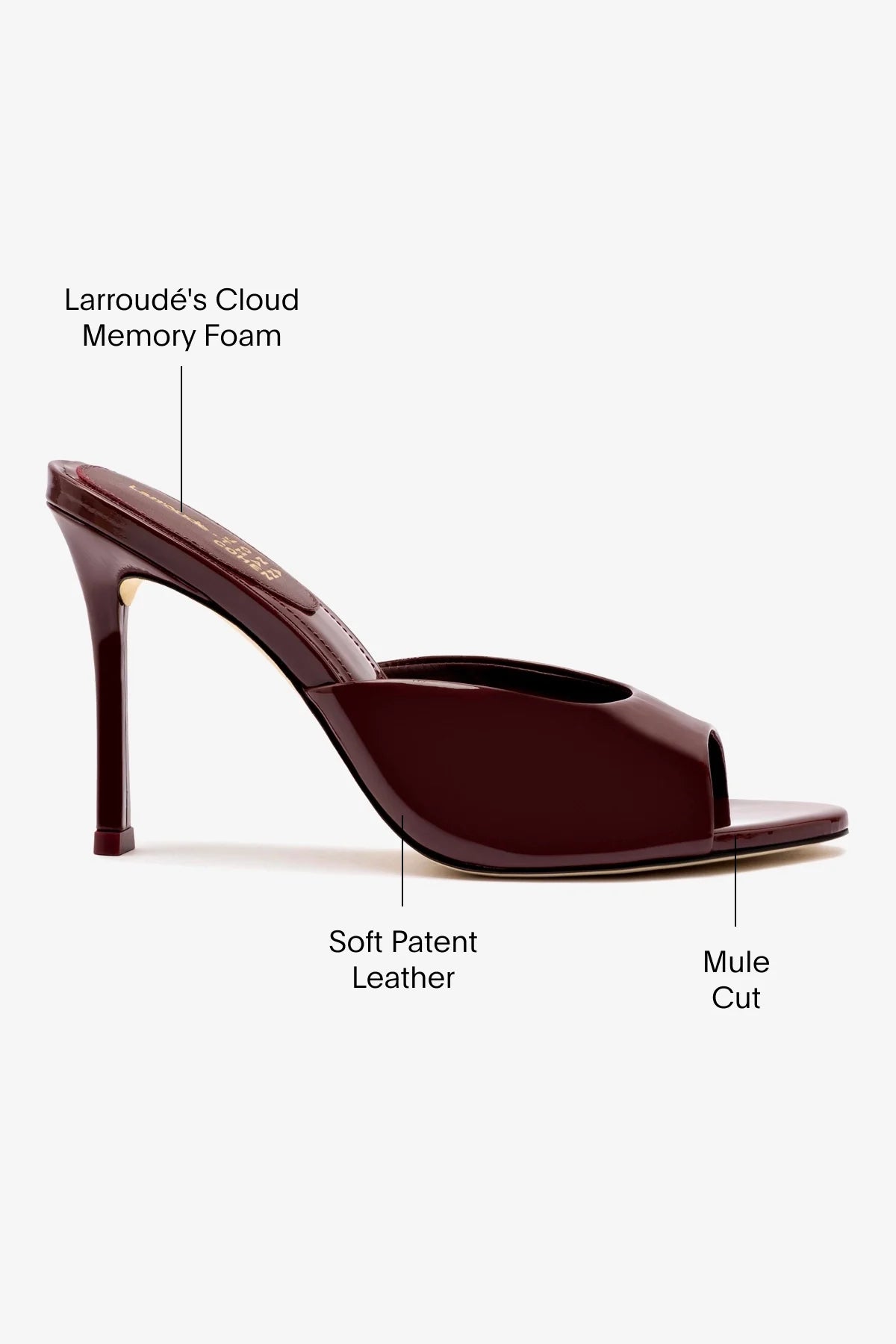 Larroudé x Jonathan Cohen Mule In Burgundy Patent Leather