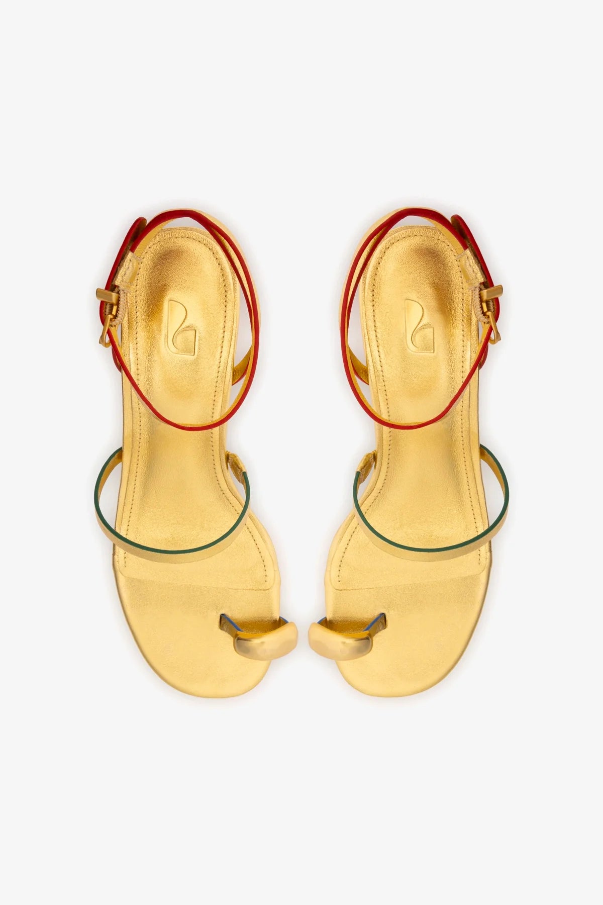 Sandália Salto Bloco Biarritz Couro Dourado