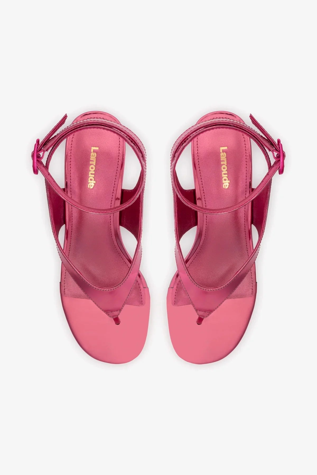 Sandália Salto Bloco Gaia Couro Rosa