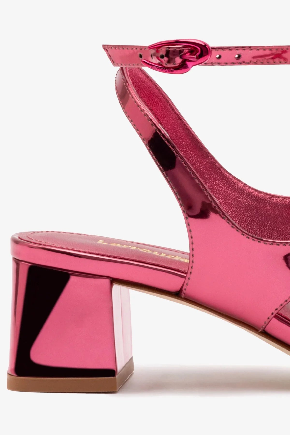 Sandália Salto Bloco Gaia Couro Rosa
