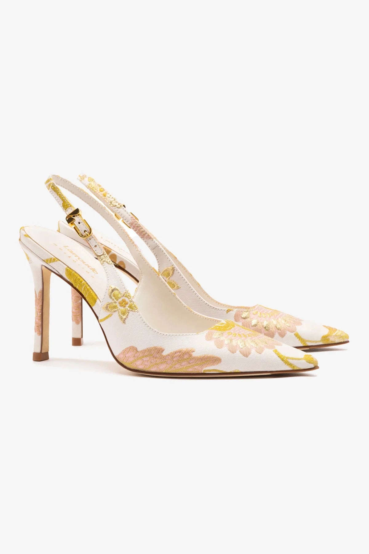 Larroudé x Markarian: Slingback Kaitlan Brocado Off White