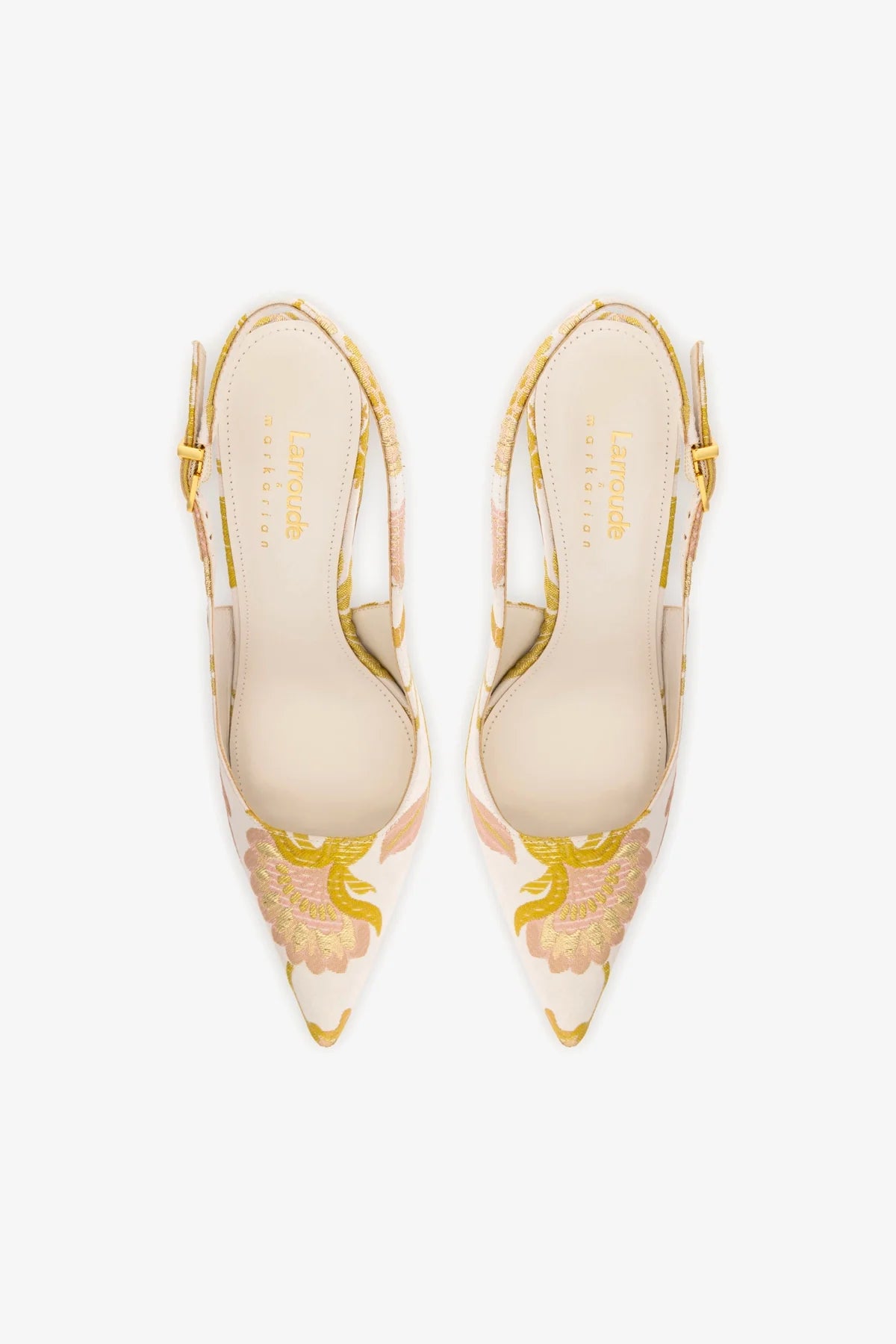 Larroudé x Markarian: Slingback Kaitlan Brocado Off White