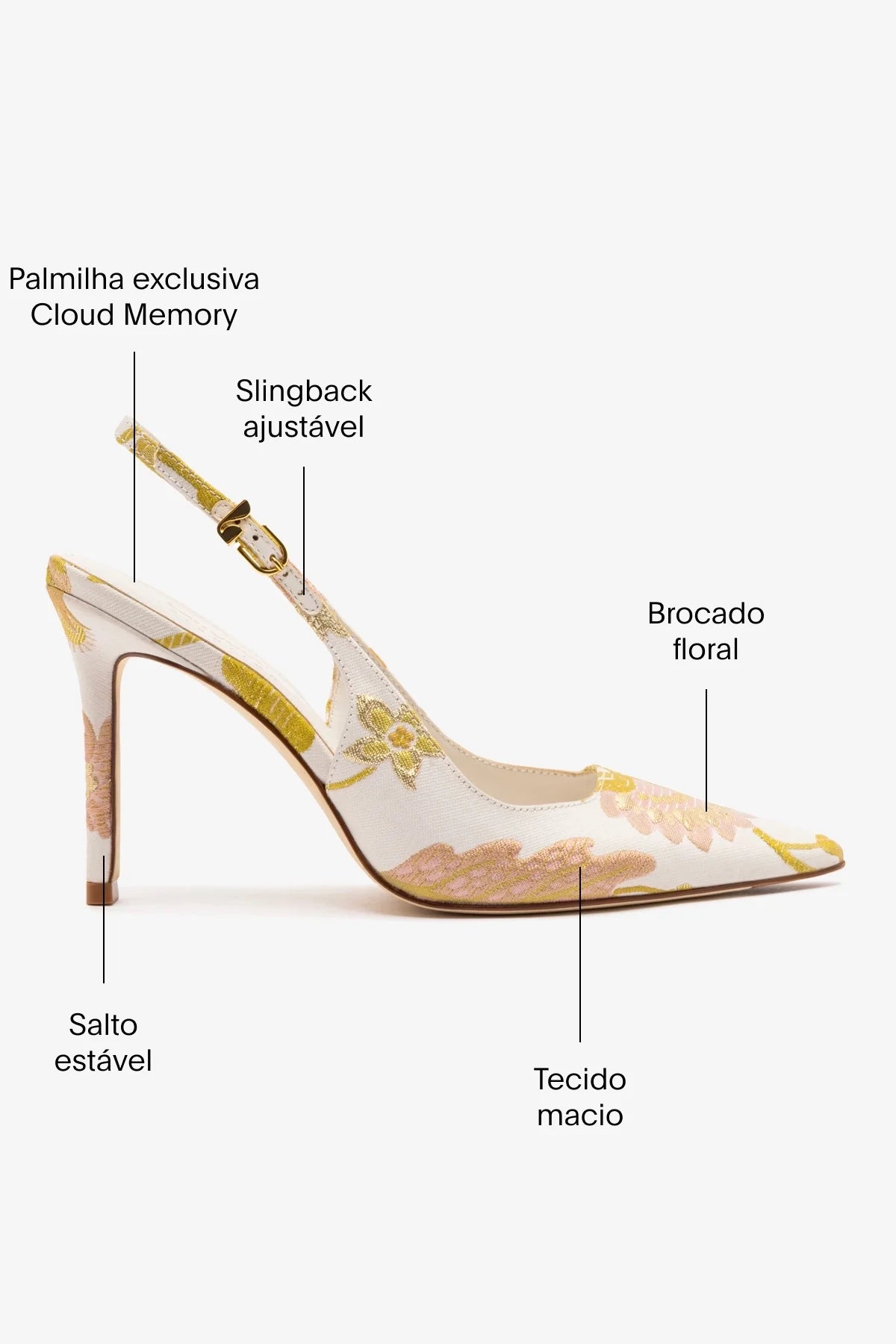 Larroudé x Markarian: Slingback Kaitlan Brocado Off White