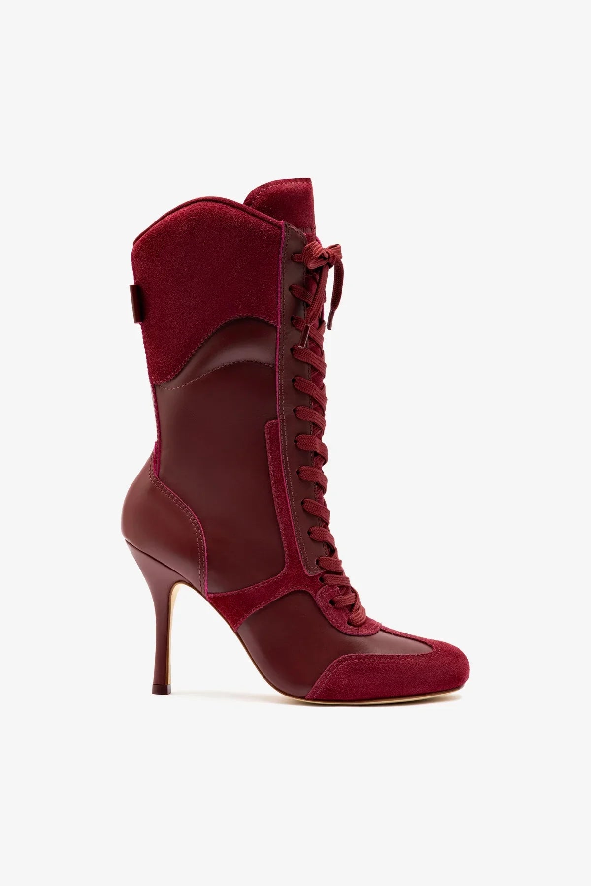 Larroudé x Jonathan Cohen High Heel Sneaker Boot In Burgundy Suede