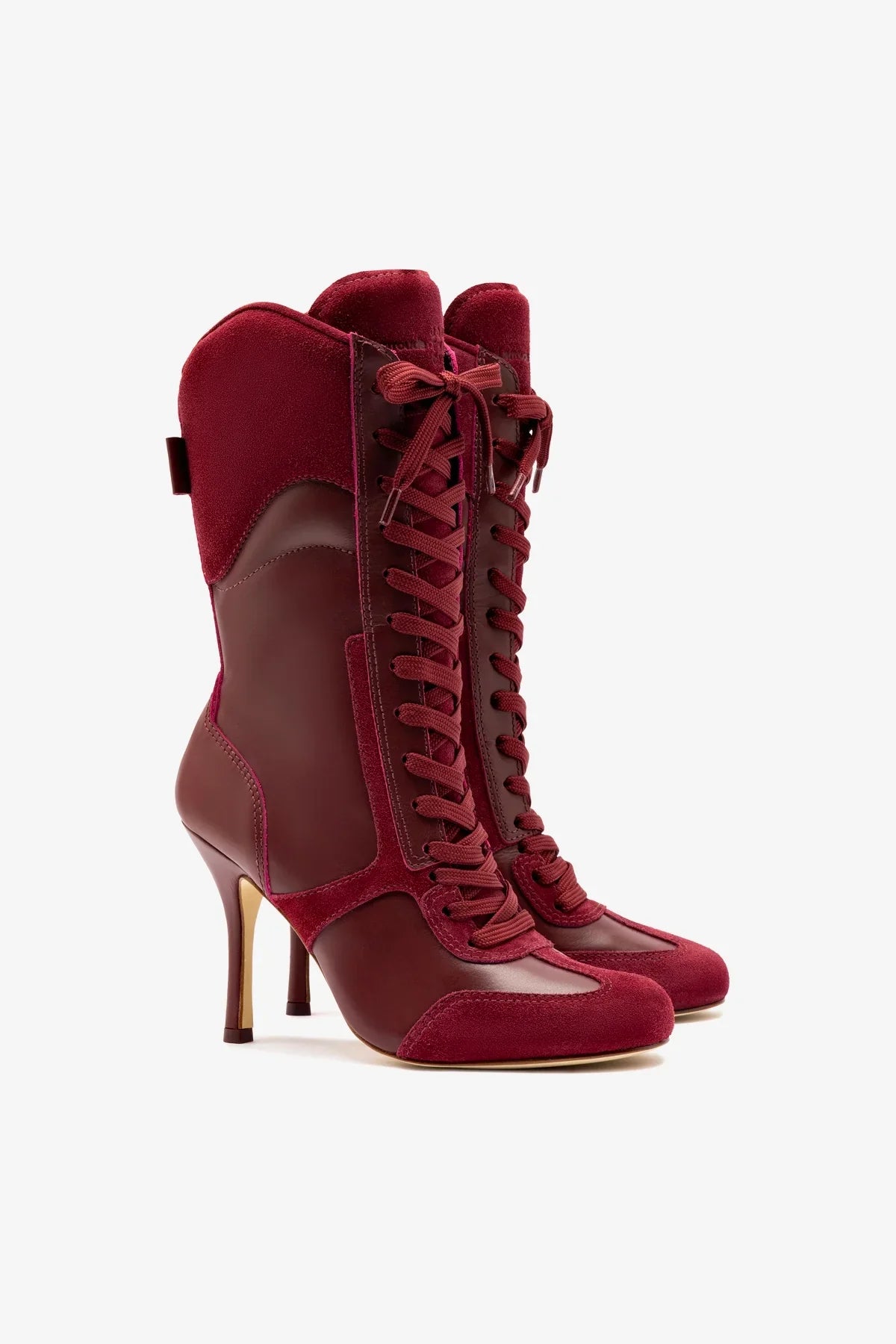 Larroudé x Jonathan Cohen High Heel Sneaker Boot In Burgundy Suede