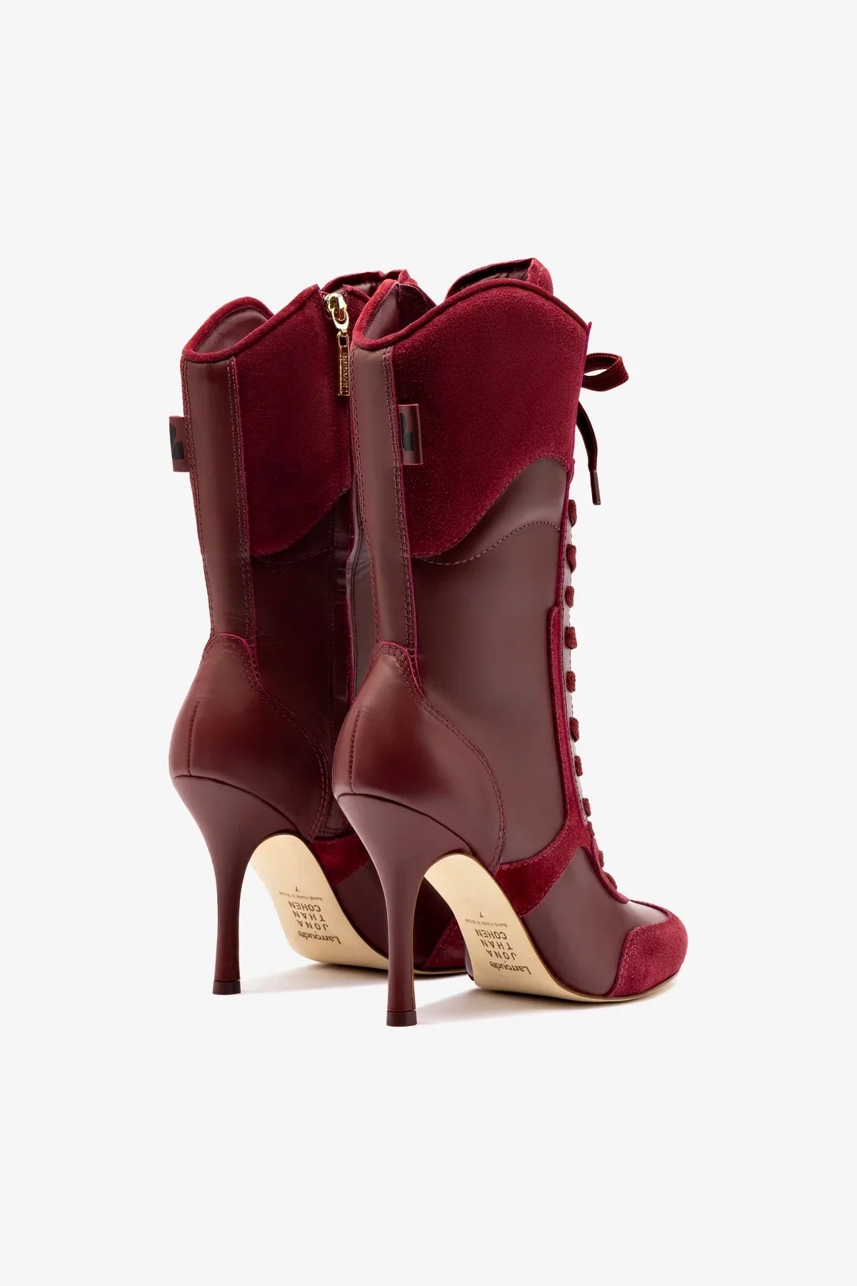 Larroudé x Jonathan Cohen High Heel Sneaker Boot In Burgundy Suede
